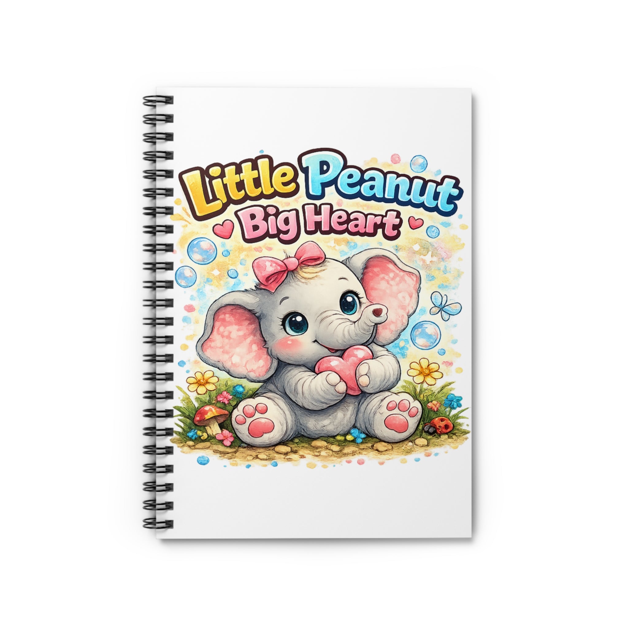 Little Peanut Big Heart Spiral Notebook — Cute Elephant Ruled Journal for Kids & Baby Shower Gift