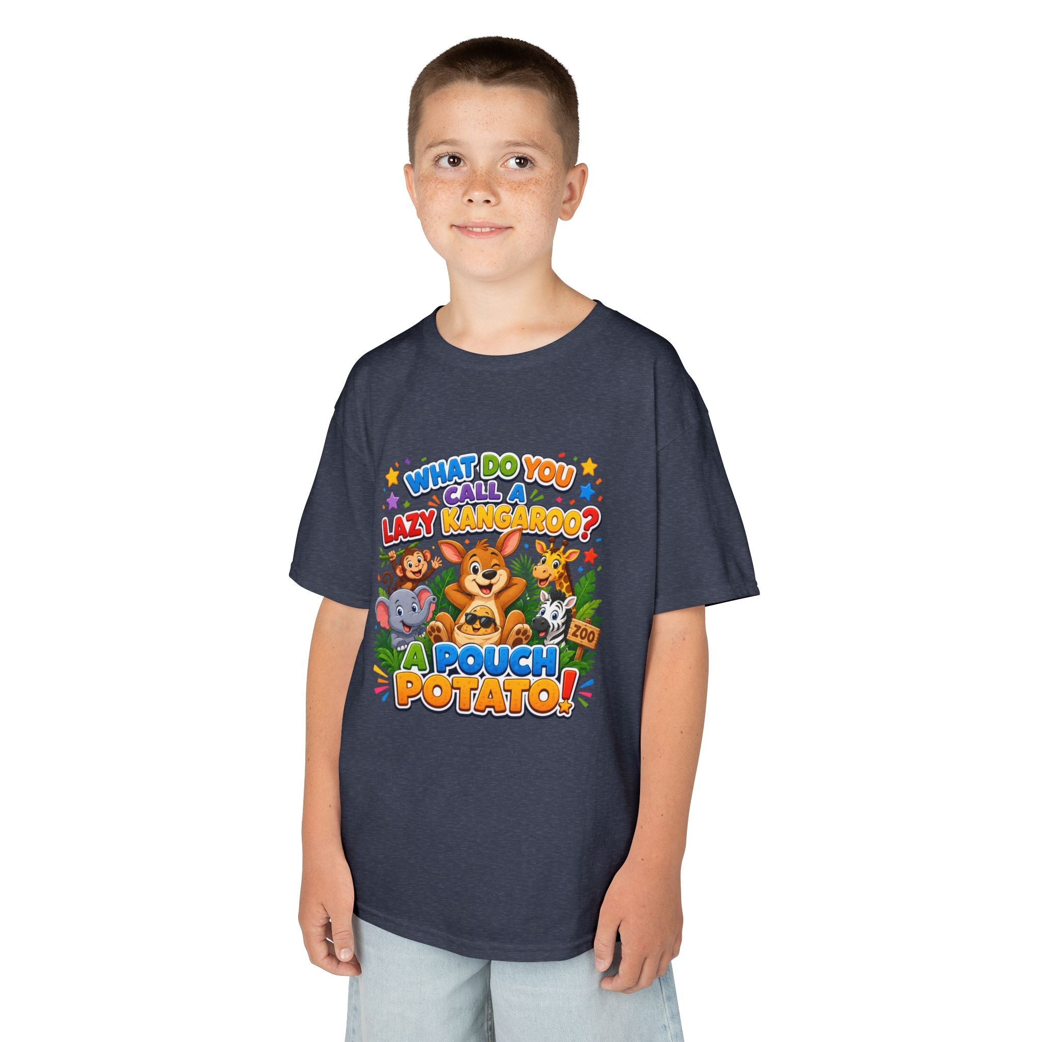 Lazy Kangaroo Pouch Potato Kids T-Shirt | Cute Animal Nursery Tee