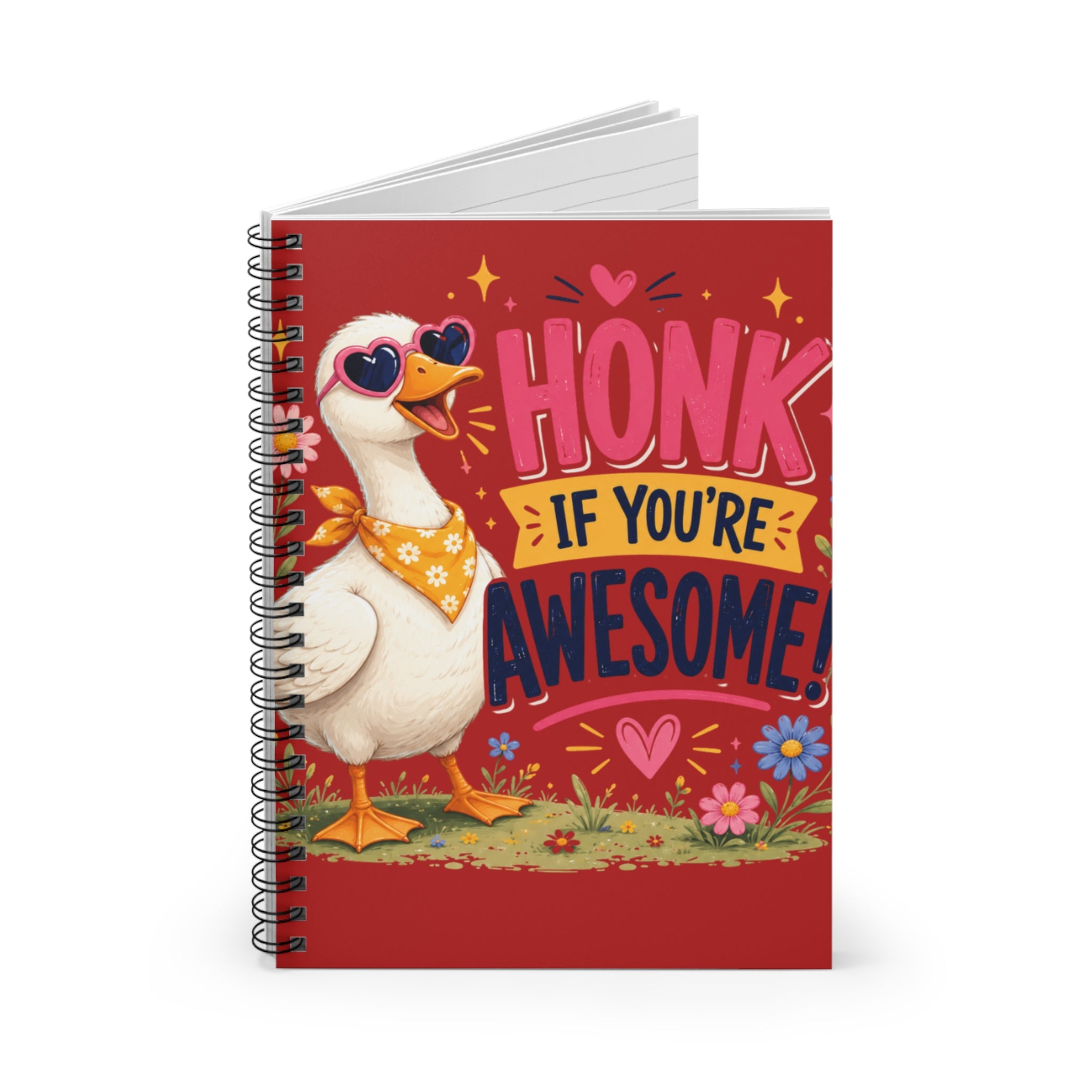 Honk If You’re Awesome Spiral Notebook — Cute Goose Lined Journal