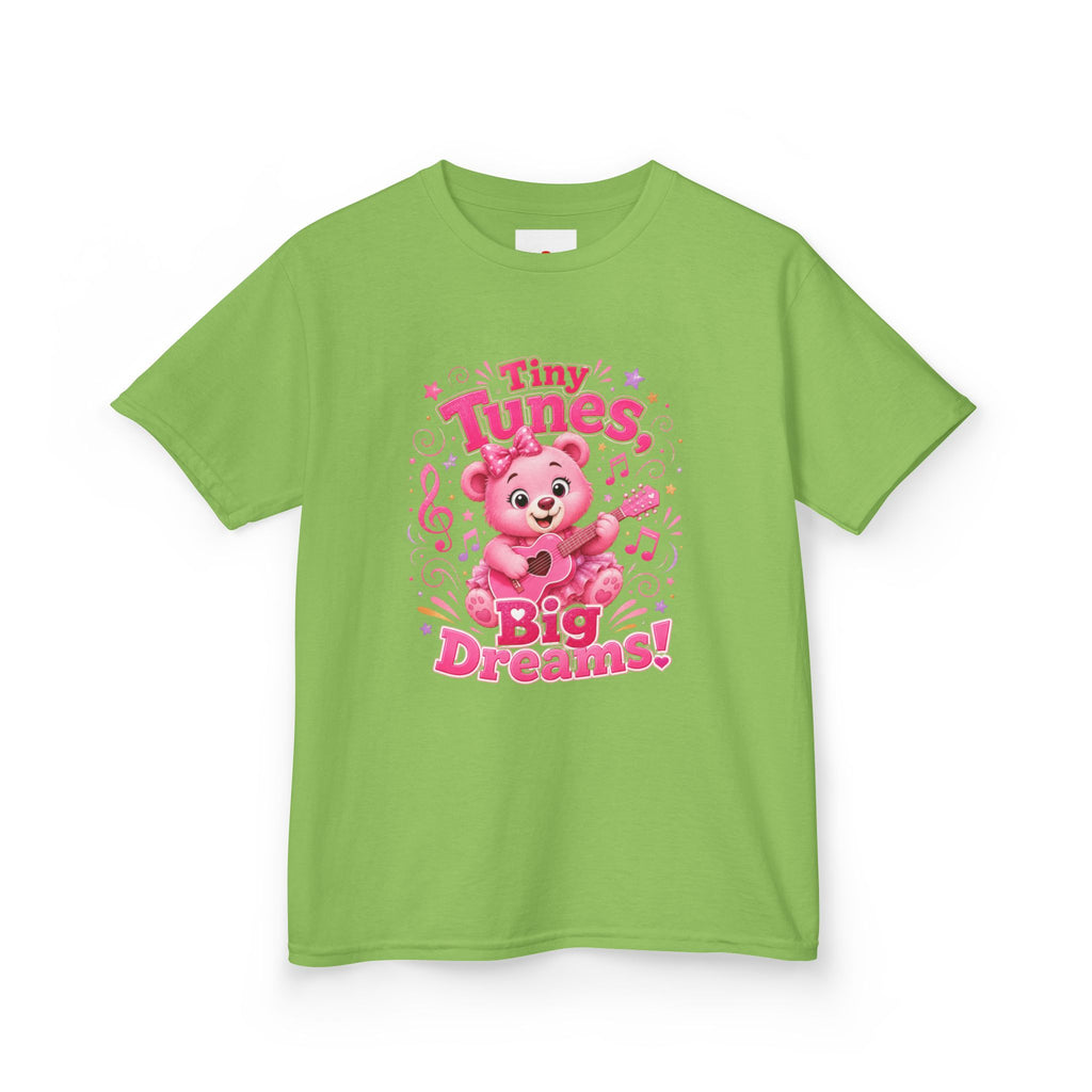 Kids T-Shirt — "Tiny Tunes, Big Dreams" Cute Pink Bear Music Tee