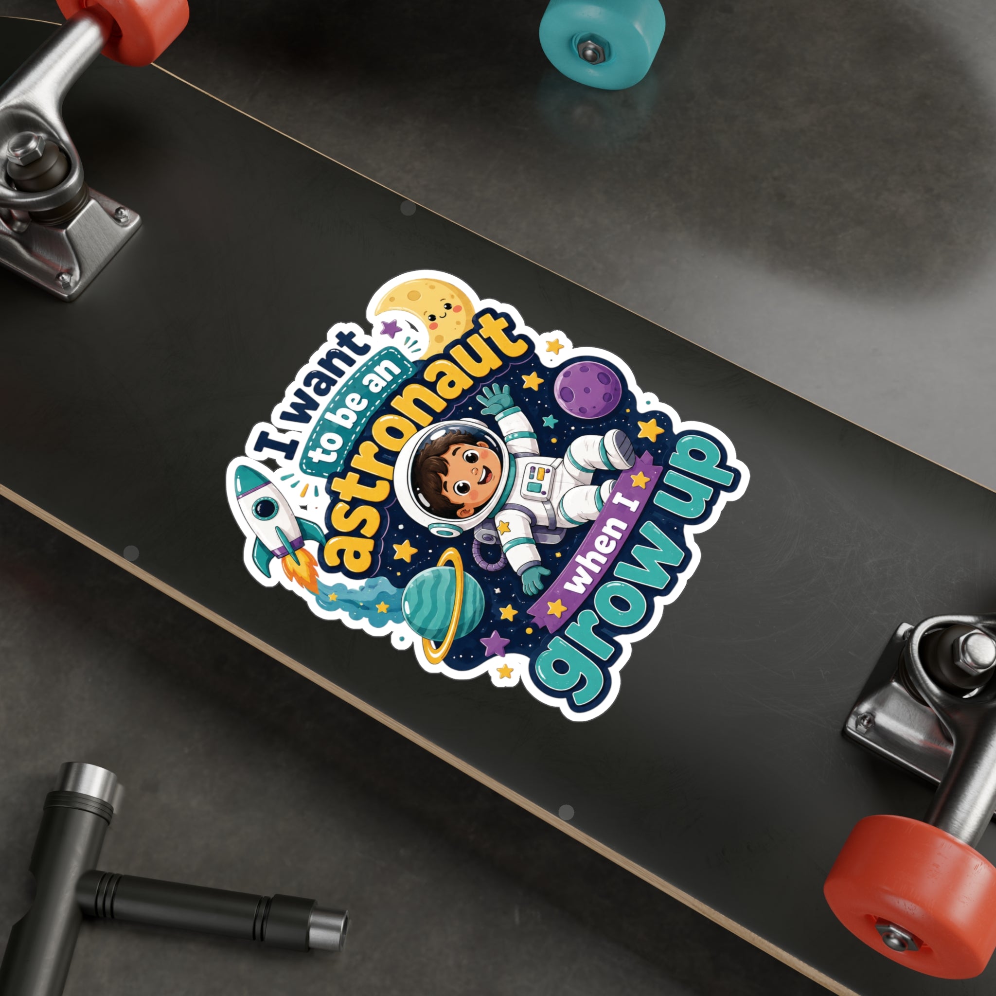 Astronaut Kids Sticker — "I Want to Be an Astronaut When I Grow Up" Kiss-Cut Vinyl Decal