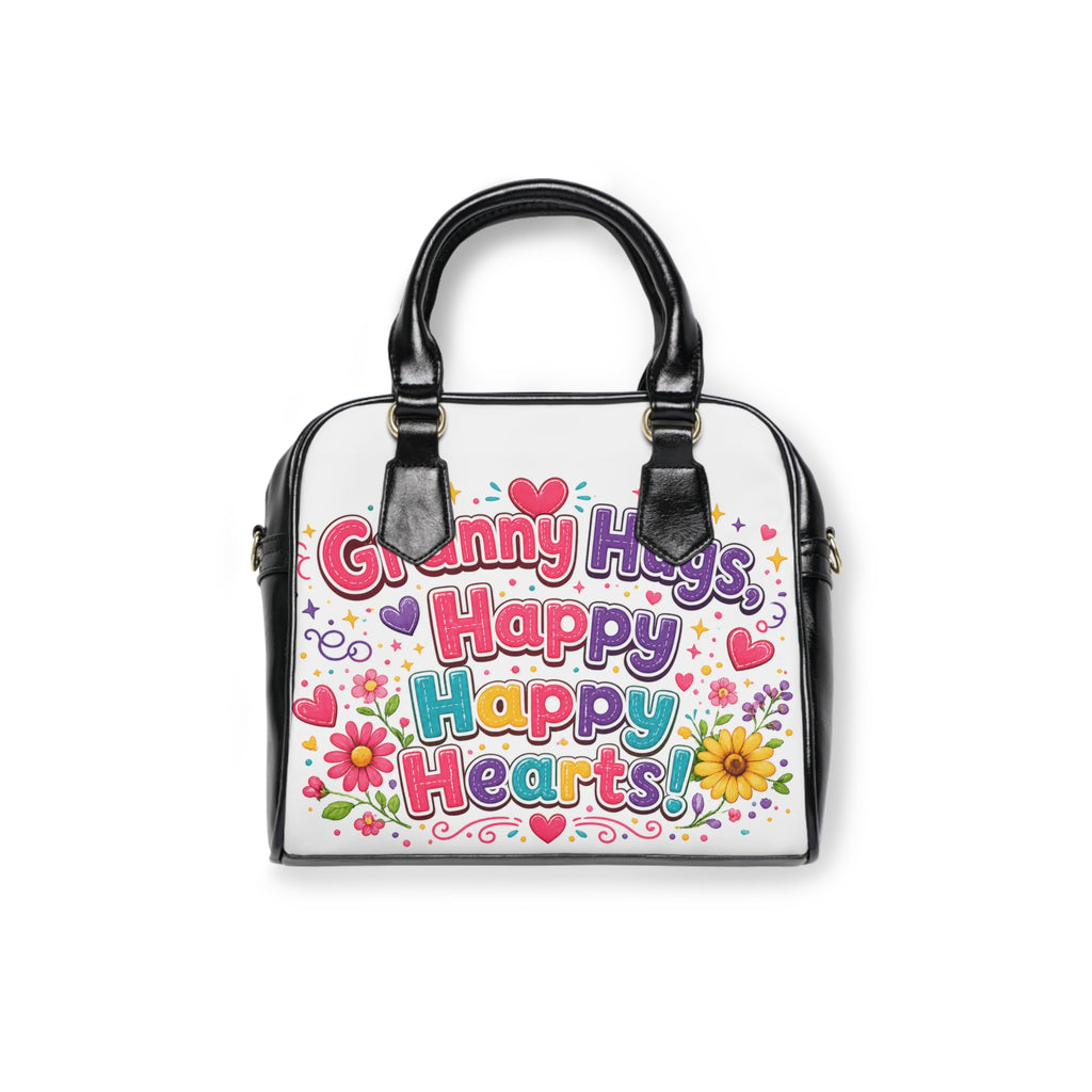 Granny Hugs Happy Happy Hearts Shoulder Handbag | Floral Heart Graphic Purse