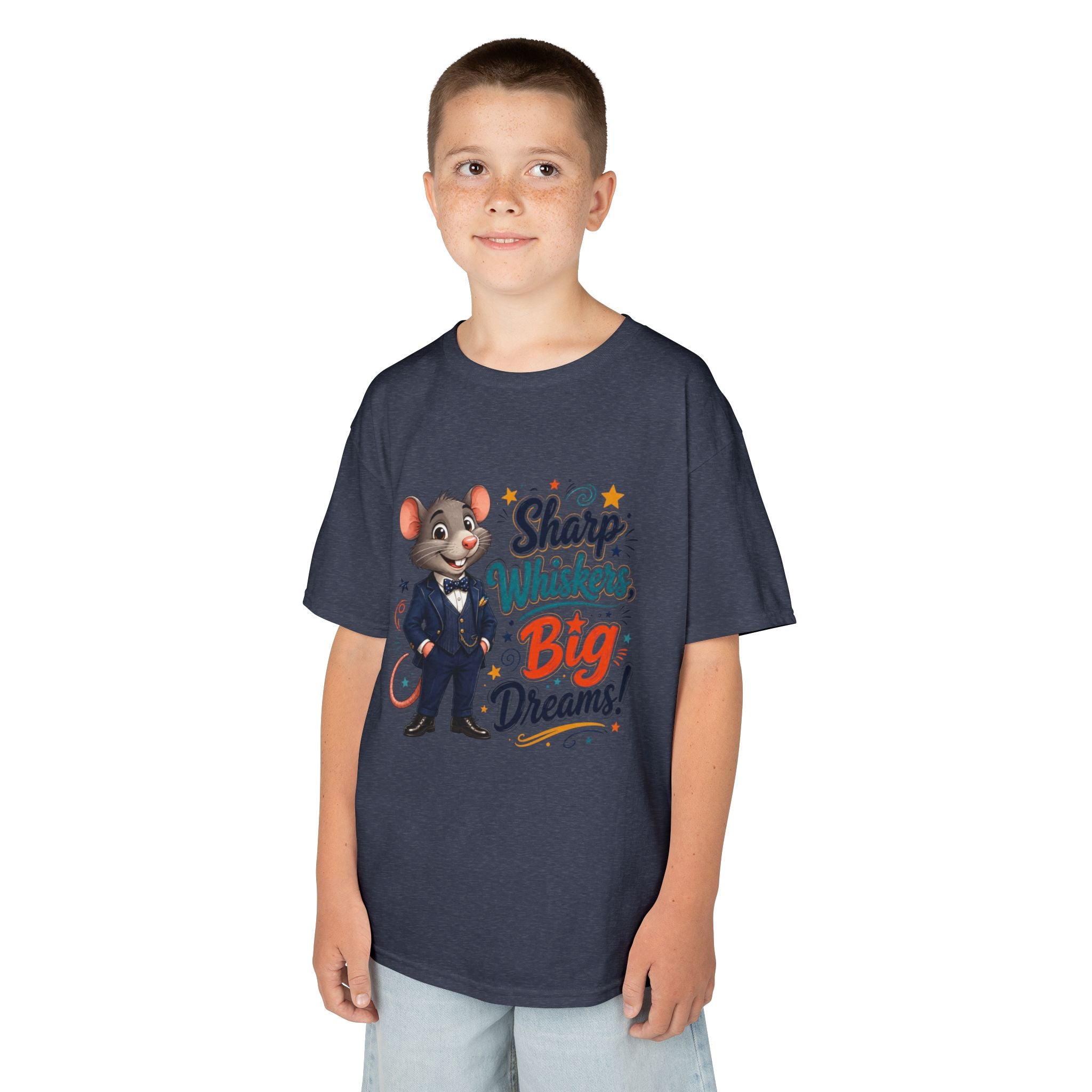Kids Tee — "Sharp Whiskers, Big Dreams" Mouse Graphic