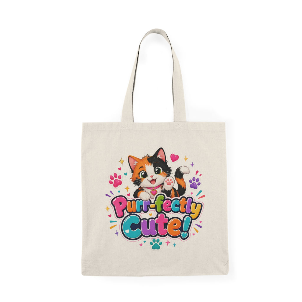 Purr-fectly Cute! Cat Canvas Tote Bag — Cute Calico Kitten Grocery & Gift Tote