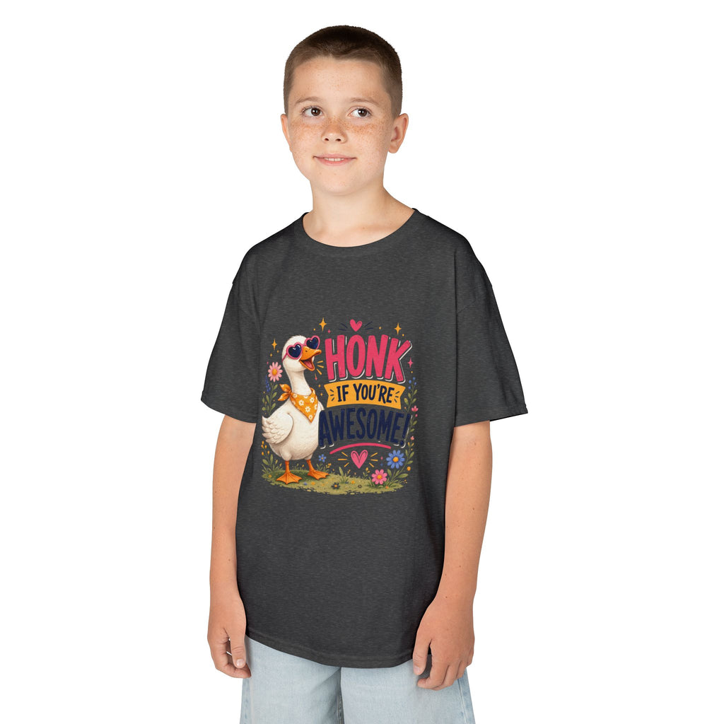 Kids Tee — "Honk If You're Awesome!" Cute Goose Graphic Shirt