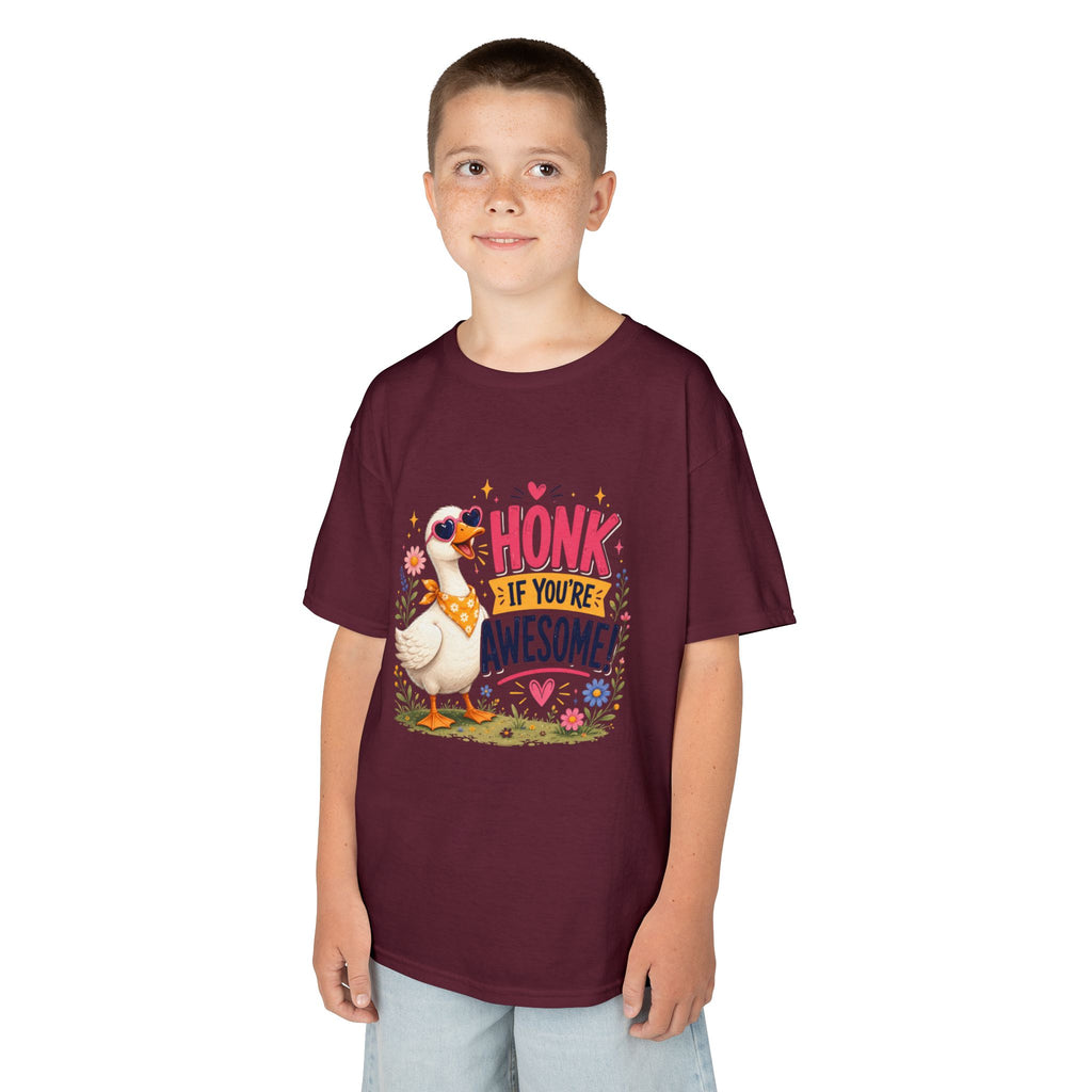 Kids Tee — "Honk If You're Awesome!" Cute Goose Graphic Shirt