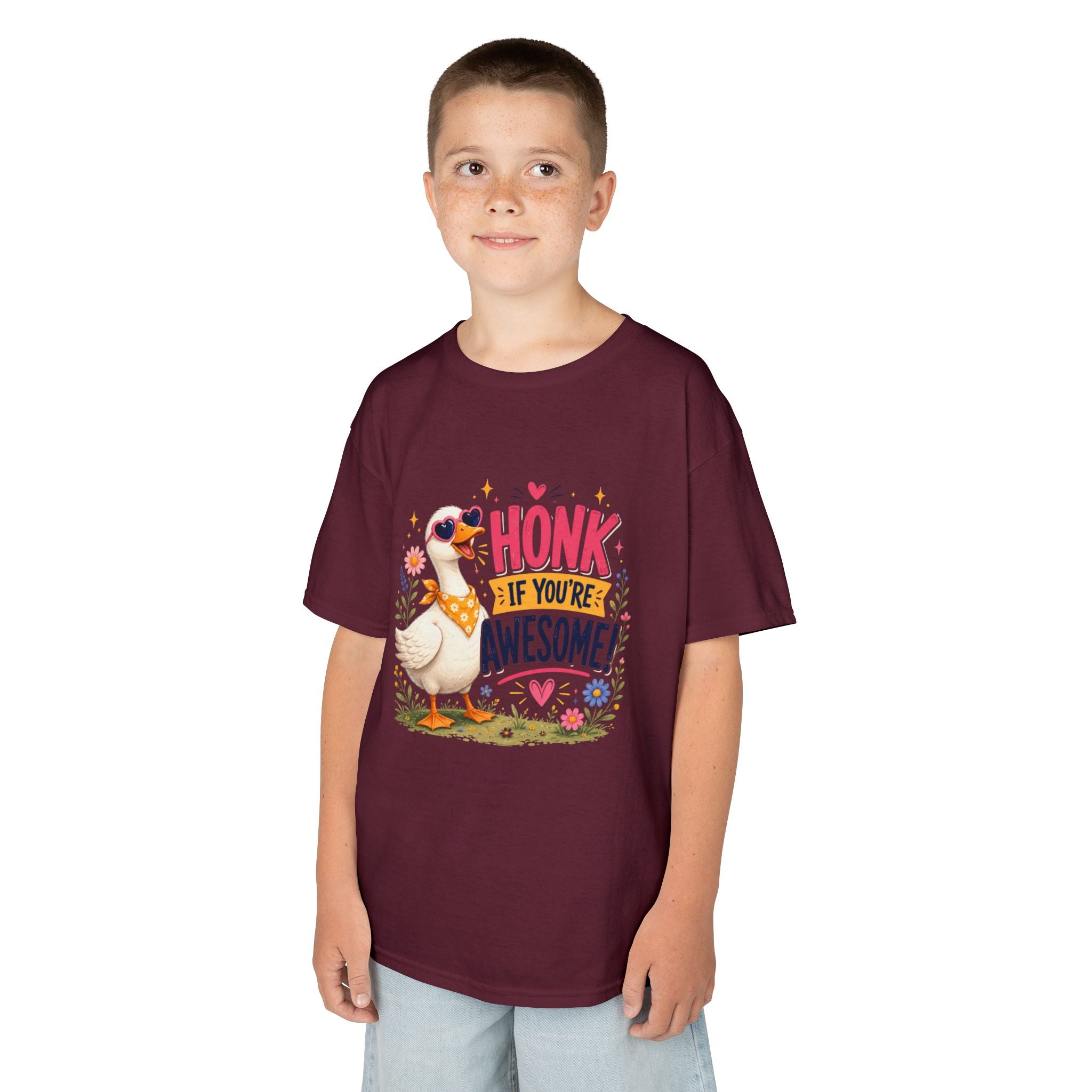 Kids Tee — "Honk If You're Awesome!" Cute Goose Graphic Shirt