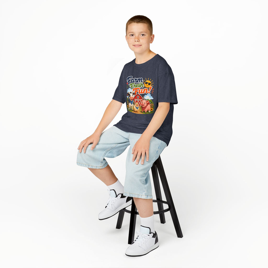 Kids Farm T-Shirt — "Farm Fresh Fun!" Cute Cow & Pig Toddler Tee
