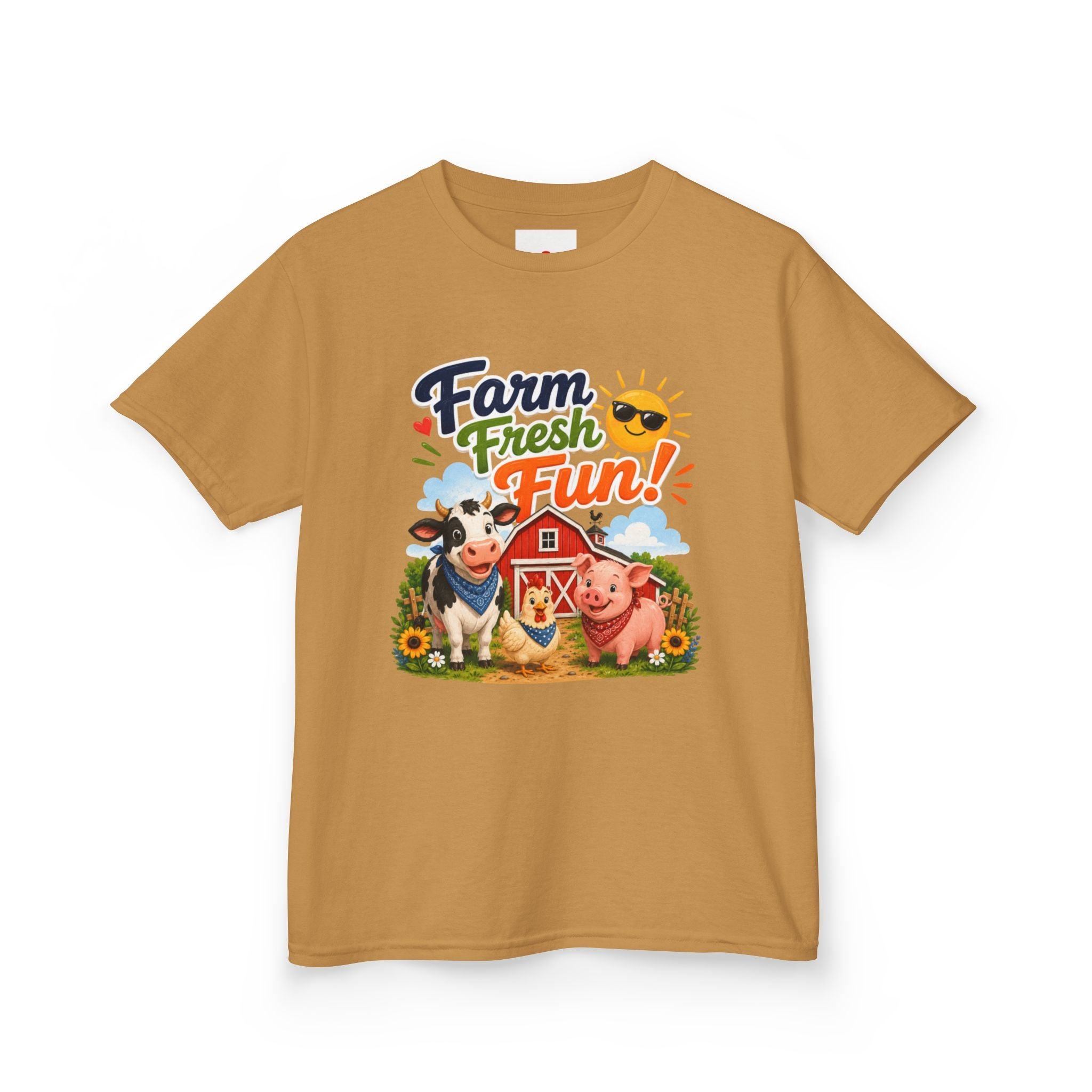 Kids Farm T-Shirt — "Farm Fresh Fun!" Cute Cow & Pig Toddler Tee