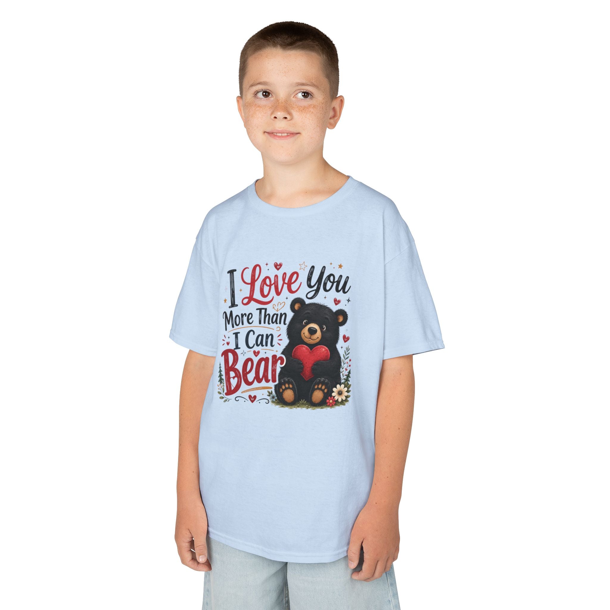 Kids T-Shirt - "I Love You More Than I Can Bear" Cute Bear Valentine Tee