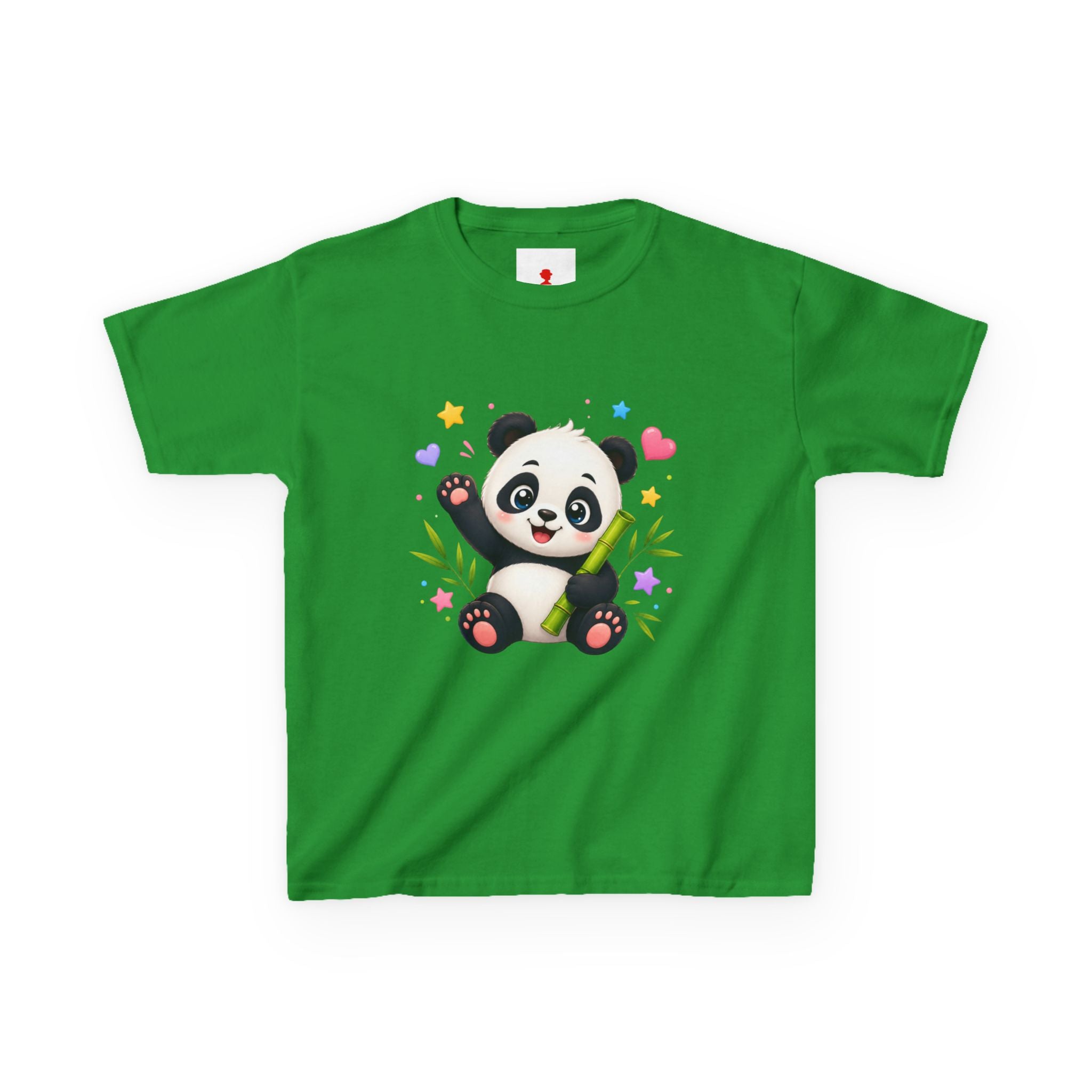 Cute Panda Kids T‑Shirt — Smiling Baby Panda with Hearts & Bamboo