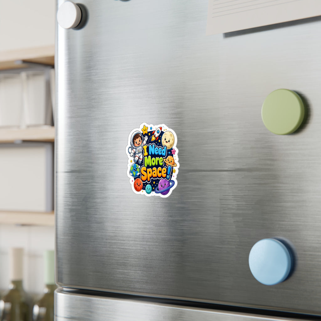 I Need More Space! Cute Space Astronaut Kiss-Cut Vinyl Sticker