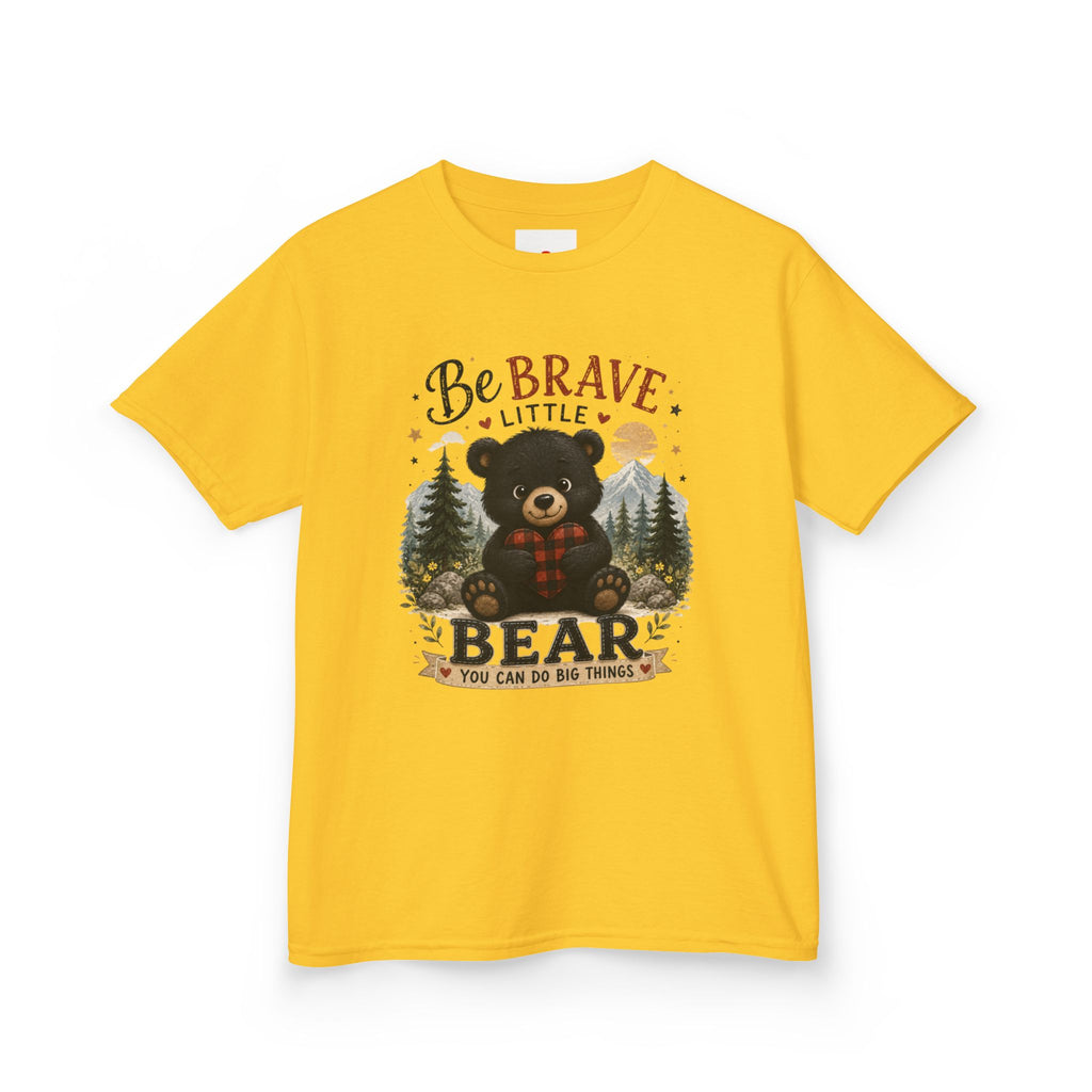 Kids T‑Shirt — "Be Brave Little Bear" Cute Woodland Bear Tee for Children, Inspirational Adventure Gift