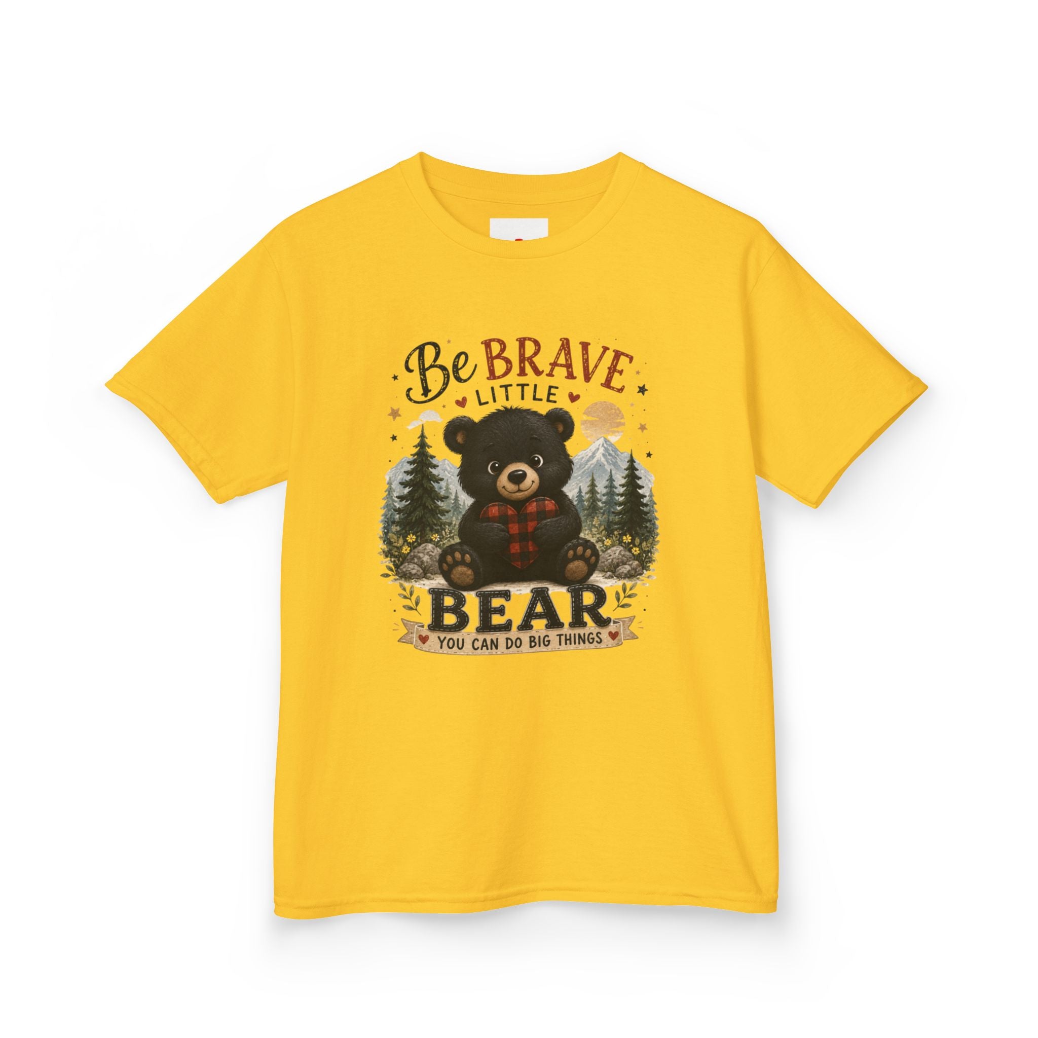 Kids T‑Shirt — "Be Brave Little Bear" Cute Woodland Bear Tee for Children, Inspirational Adventure Gift
