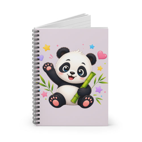 Cute Panda Spiral Notebook — Kawaii Baby Panda with Bamboo Ruled Journal