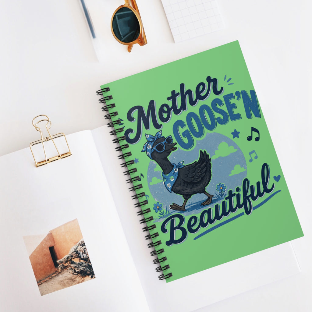 Mother Goose'n Beautiful Spiral Notebook — Cute Duck Illustration Ruled Journal