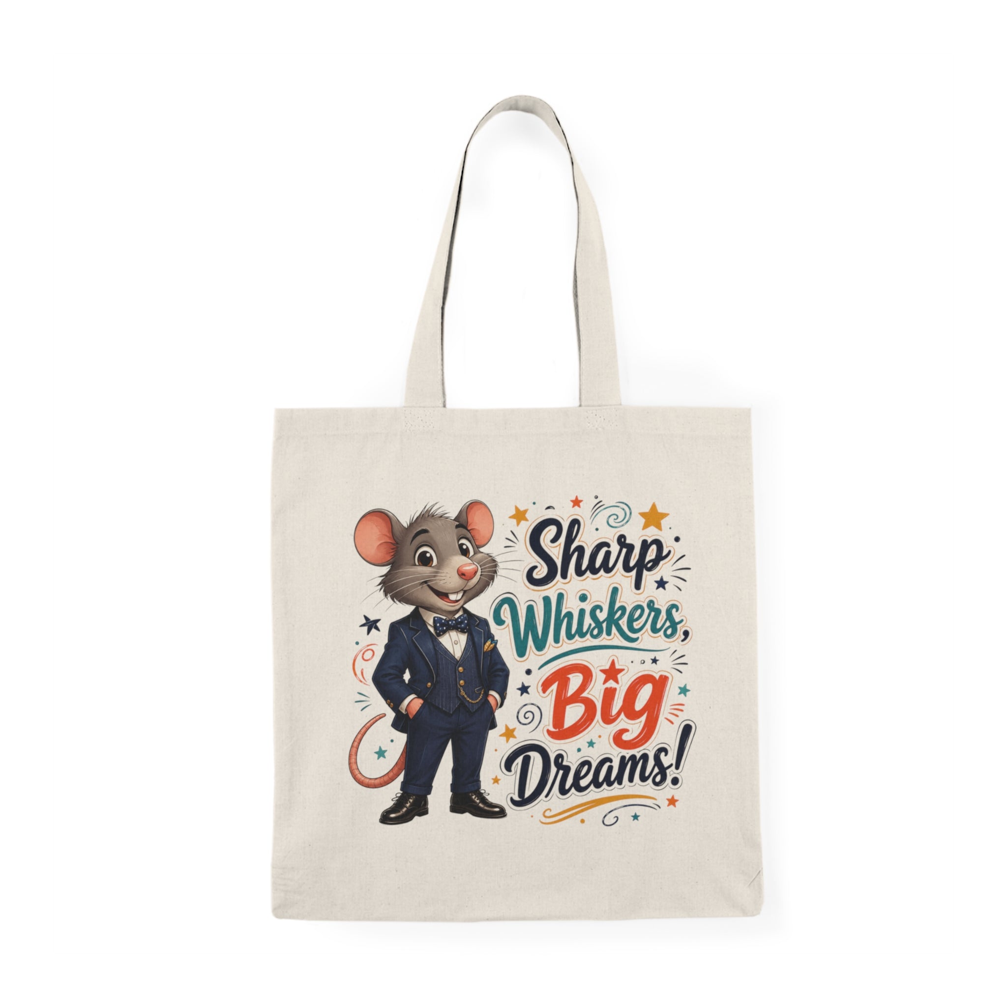 Tote Bag — "Sharp Whiskers, Big Dreams!" Cute Motivational Mouse Eco Tote