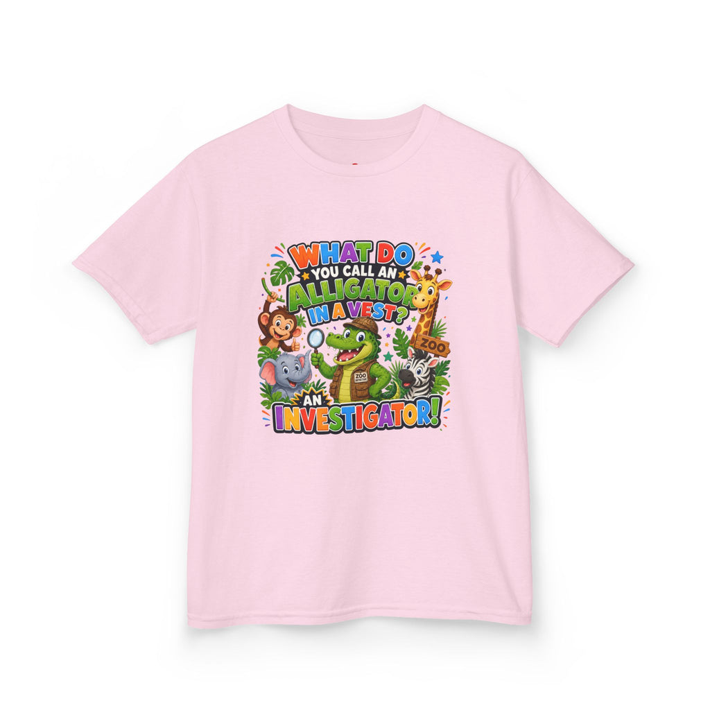 What Do You Call An Alligator? Investigator Kids T-Shirt | Cute Jungle Animals Puzzle