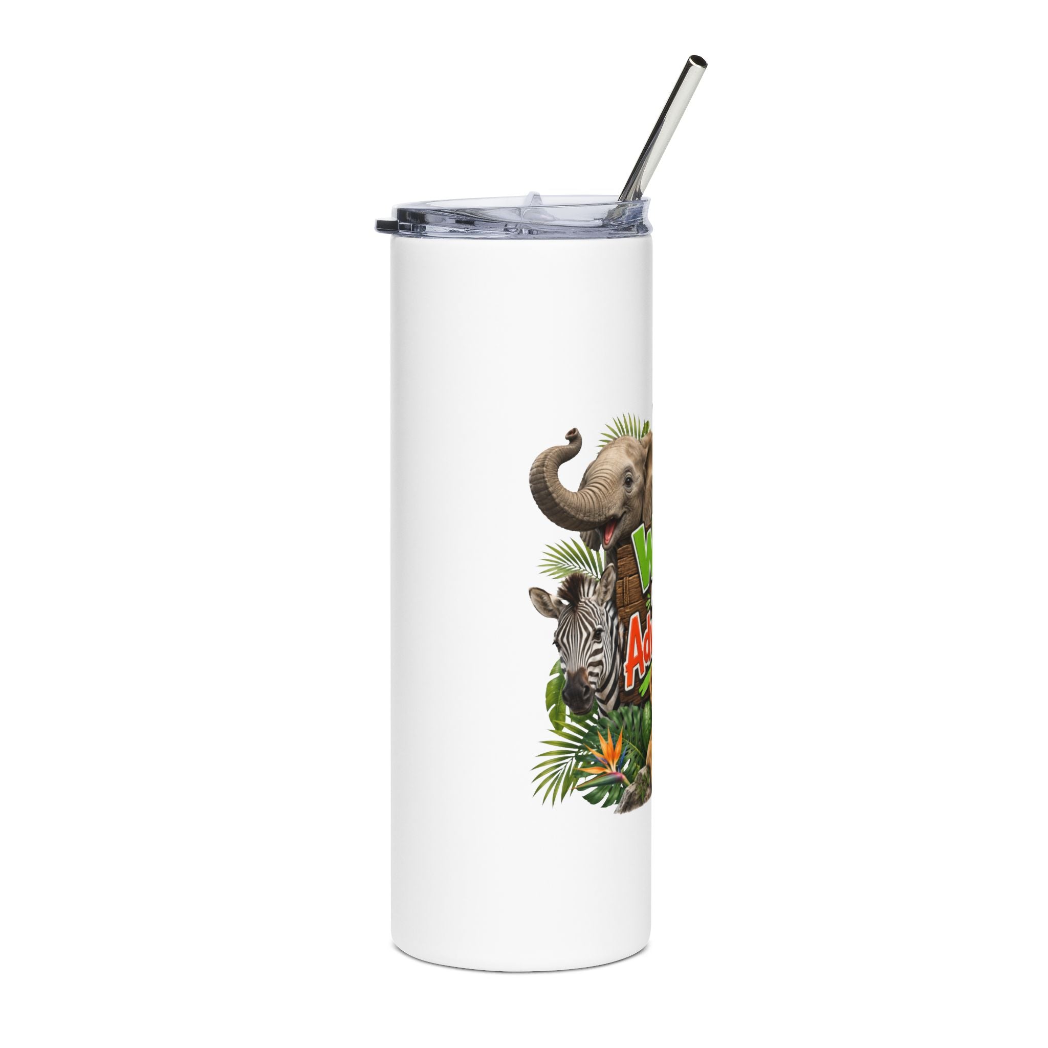 Tumbler - "Wild About Adventure" Safari Animal 20oz Stainless Steel Travel Cup
