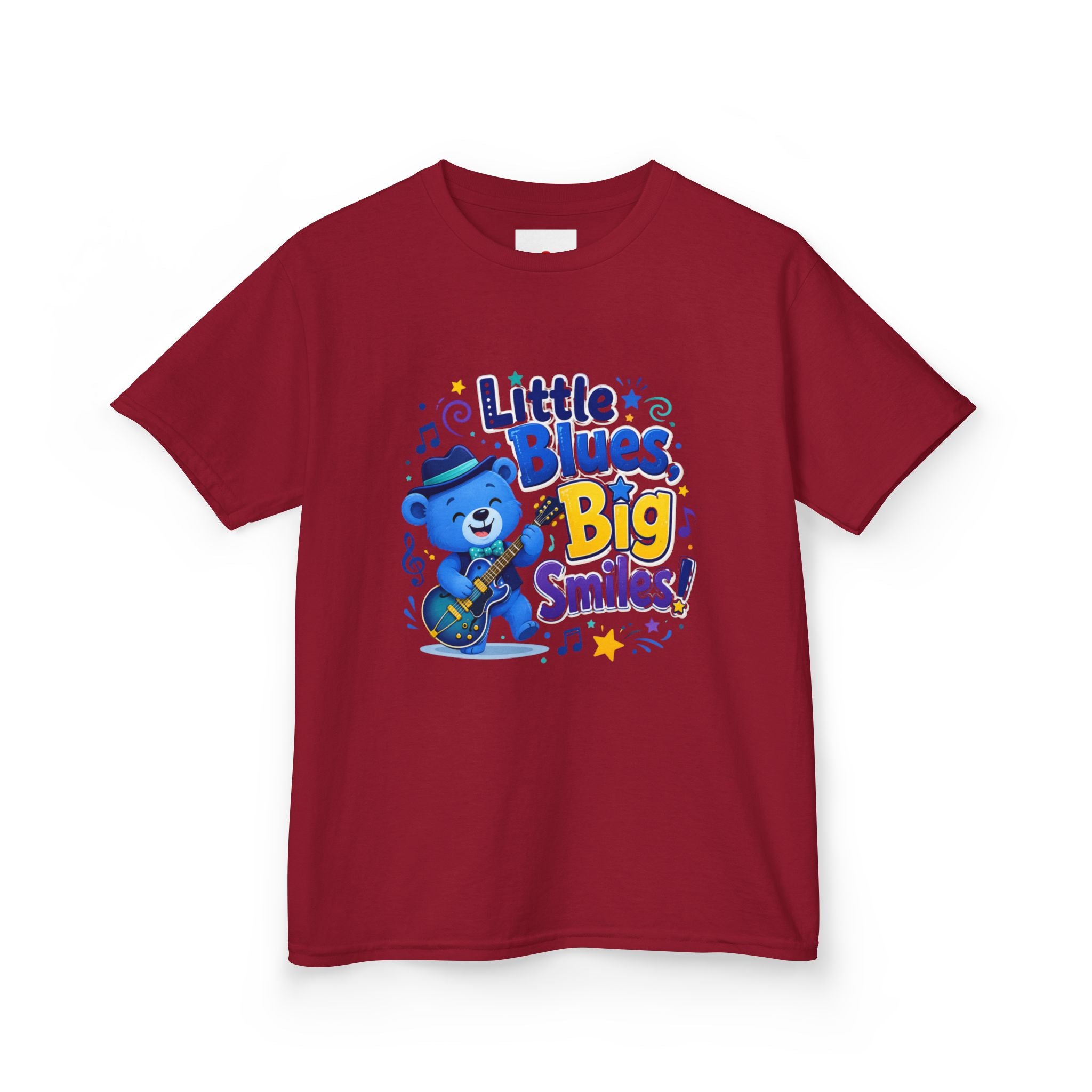Kids Tee — "Little Blues, Big Smiles!" Guitar-Bear Graphic