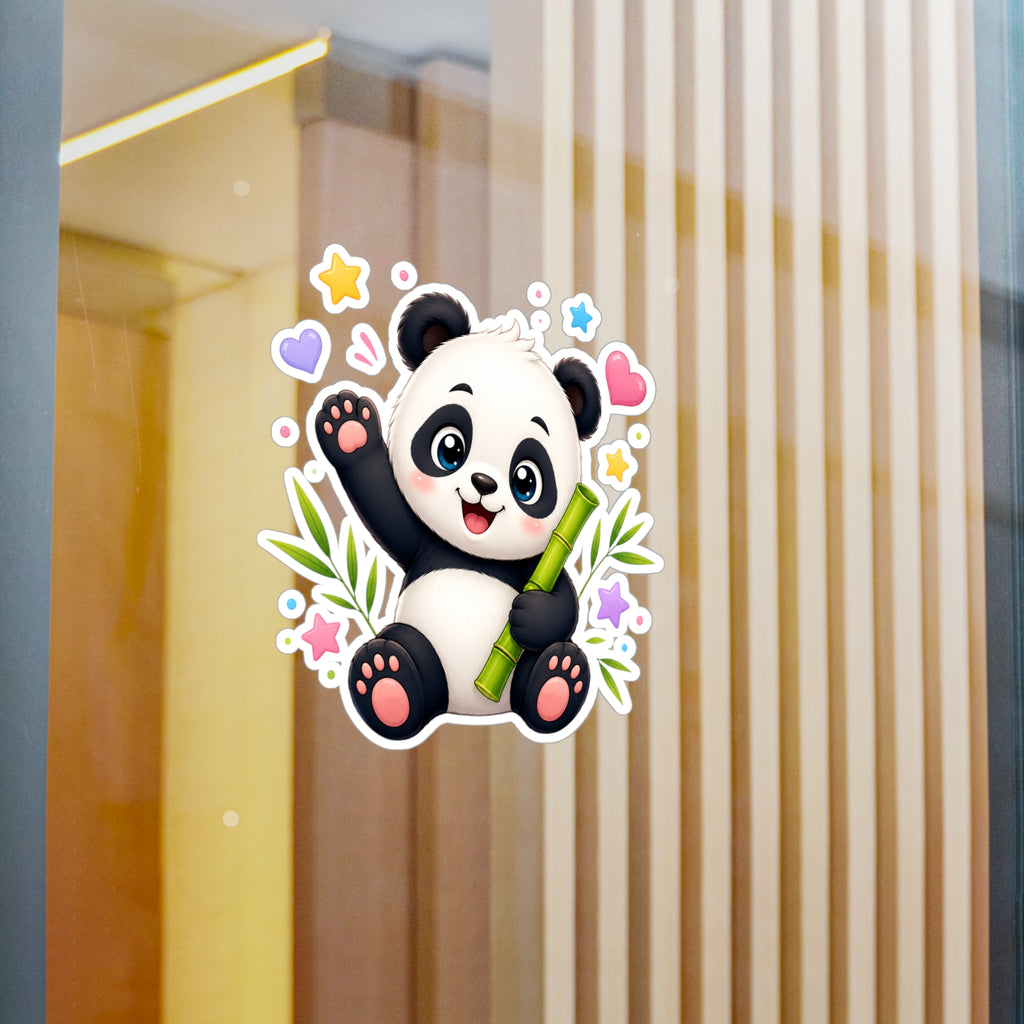 Cute Panda Kiss-Cut Vinyl Sticker — Adorable Bamboo Baby Decal for Laptops, Water Bottles & Kids' Rooms