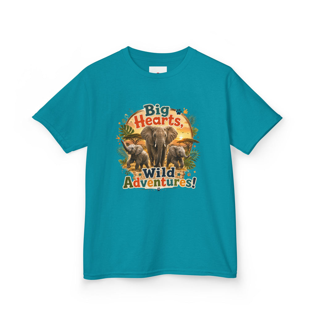Kids T-Shirt — “Big Hearts, Wild Adventures!” Elephant Safari Shirt for Kids, Cute Animal Adventure Tee