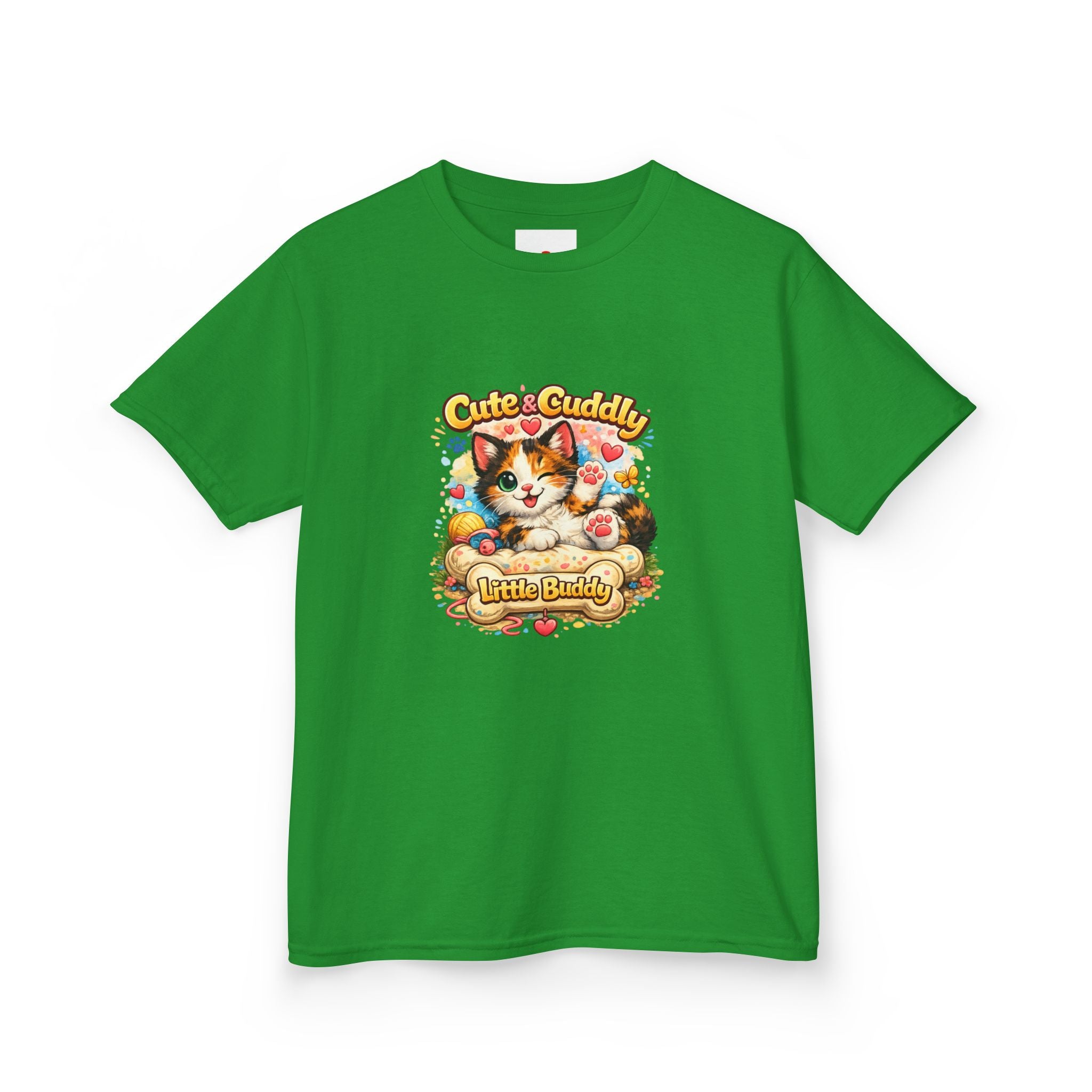 Kids T-Shirt — "Cute & Cuddly Little Buddy" Cat Graphic Tee