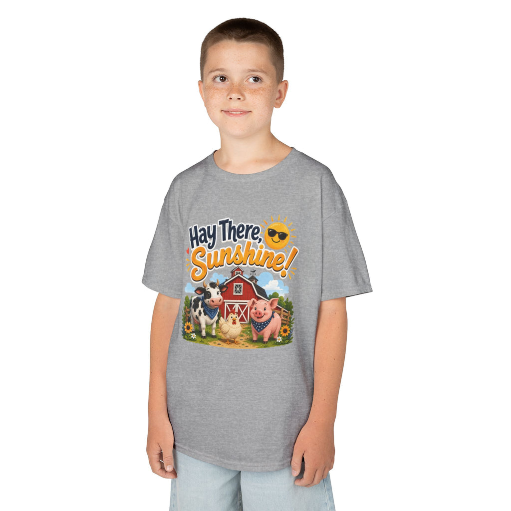 Kids Tee — "Hay There, Sunshine!" Farm Animal Graphic