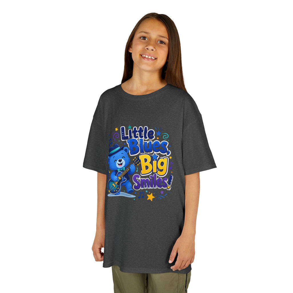 Kids Tee — "Little Blues, Big Smiles!" Guitar-Bear Graphic
