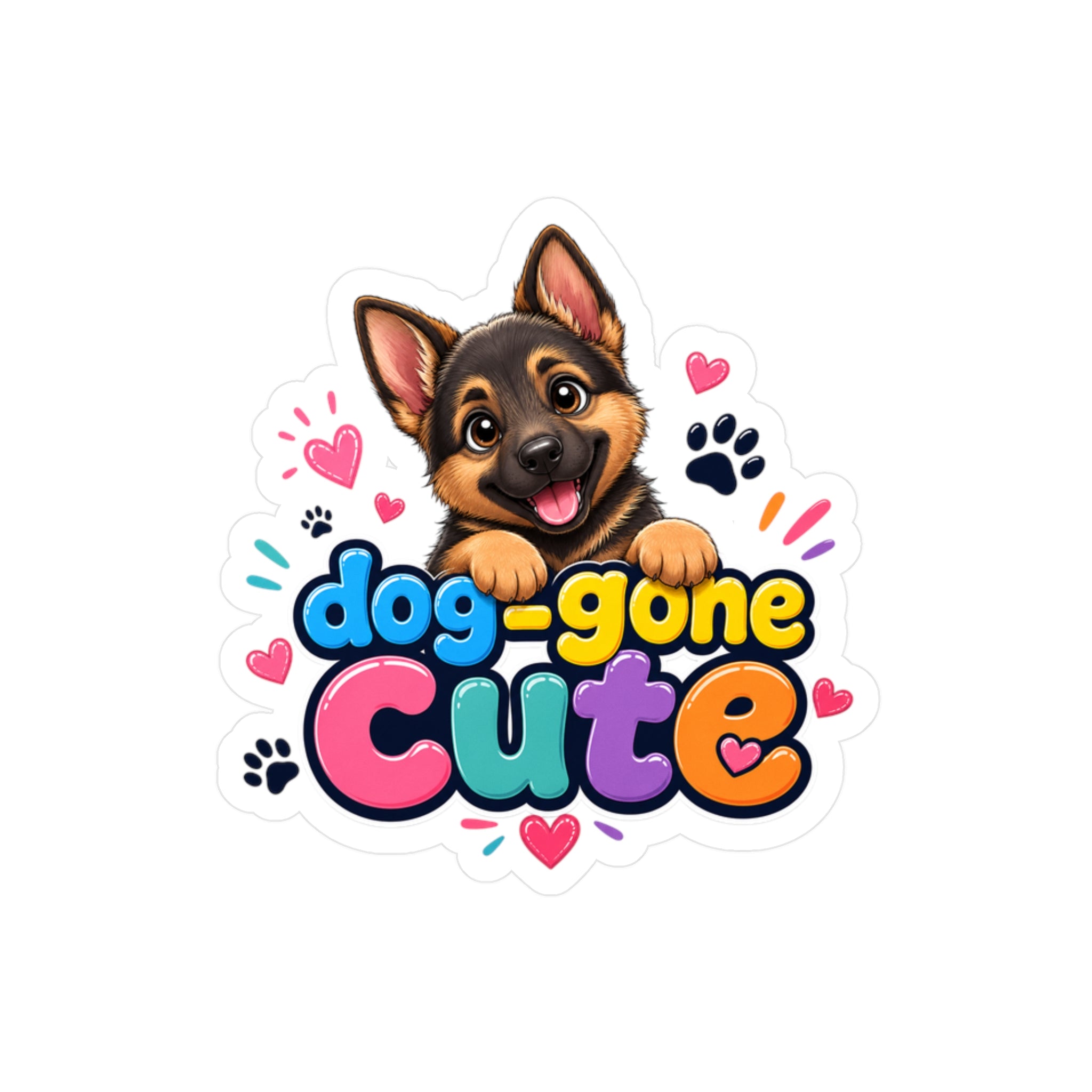 Dog-Gone Cute German Shepherd Sticker — Kiss-Cut Vinyl Decal for Laptops, Cars & Water Bottles