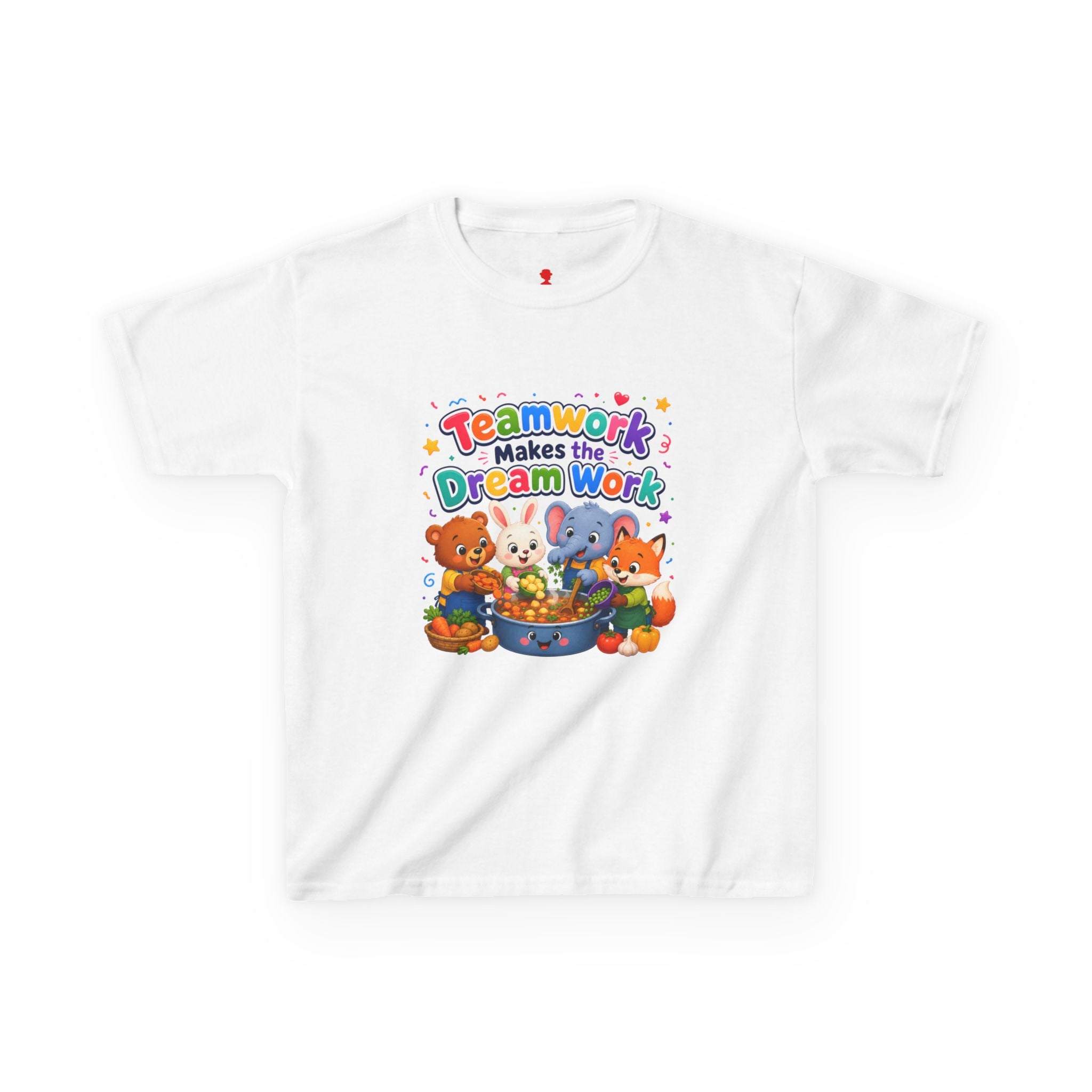 Kids Tee — “Teamwork Makes the Dream Work” Cute Animal Classroom Shirt