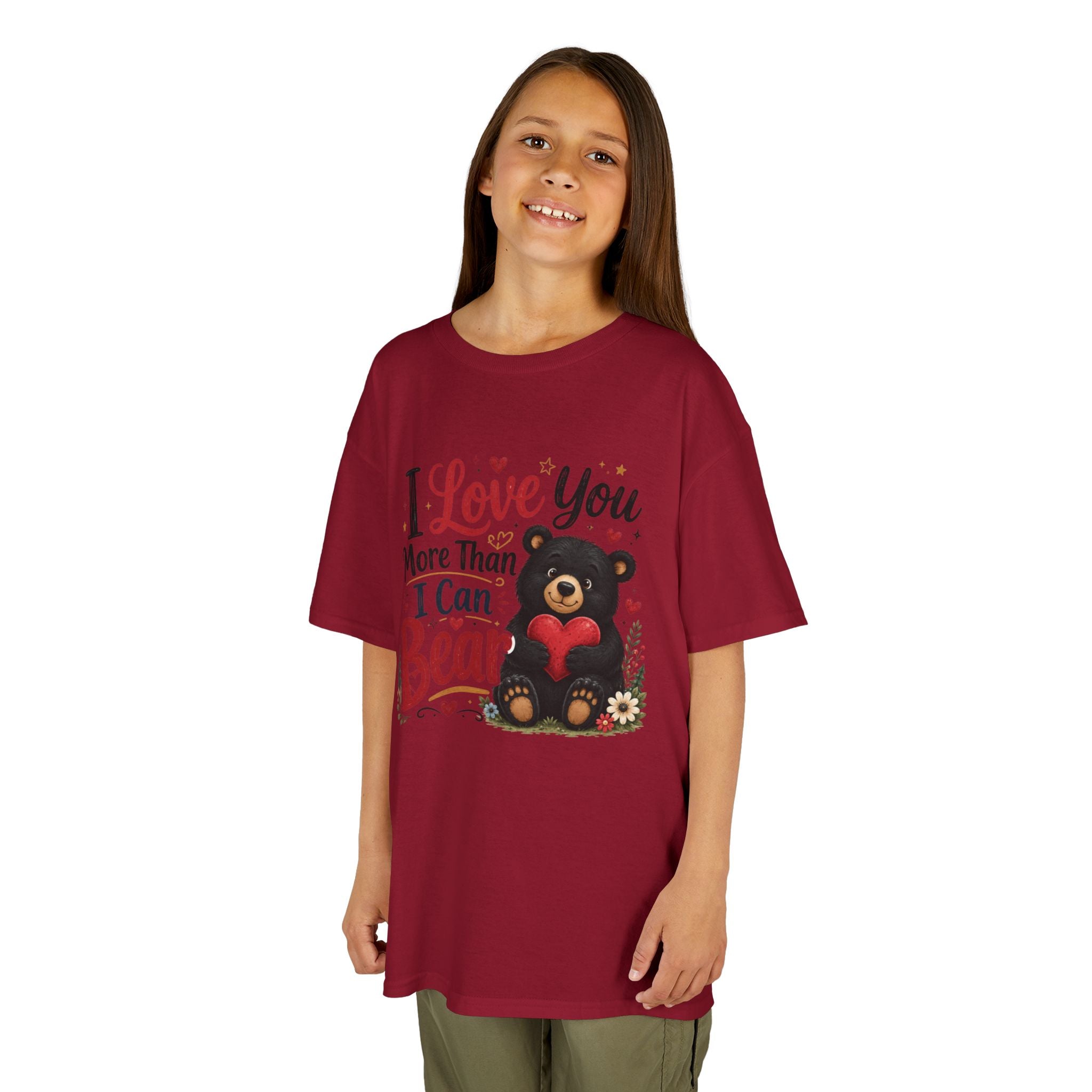 Kids T-Shirt - "I Love You More Than I Can Bear" Cute Bear Valentine Tee