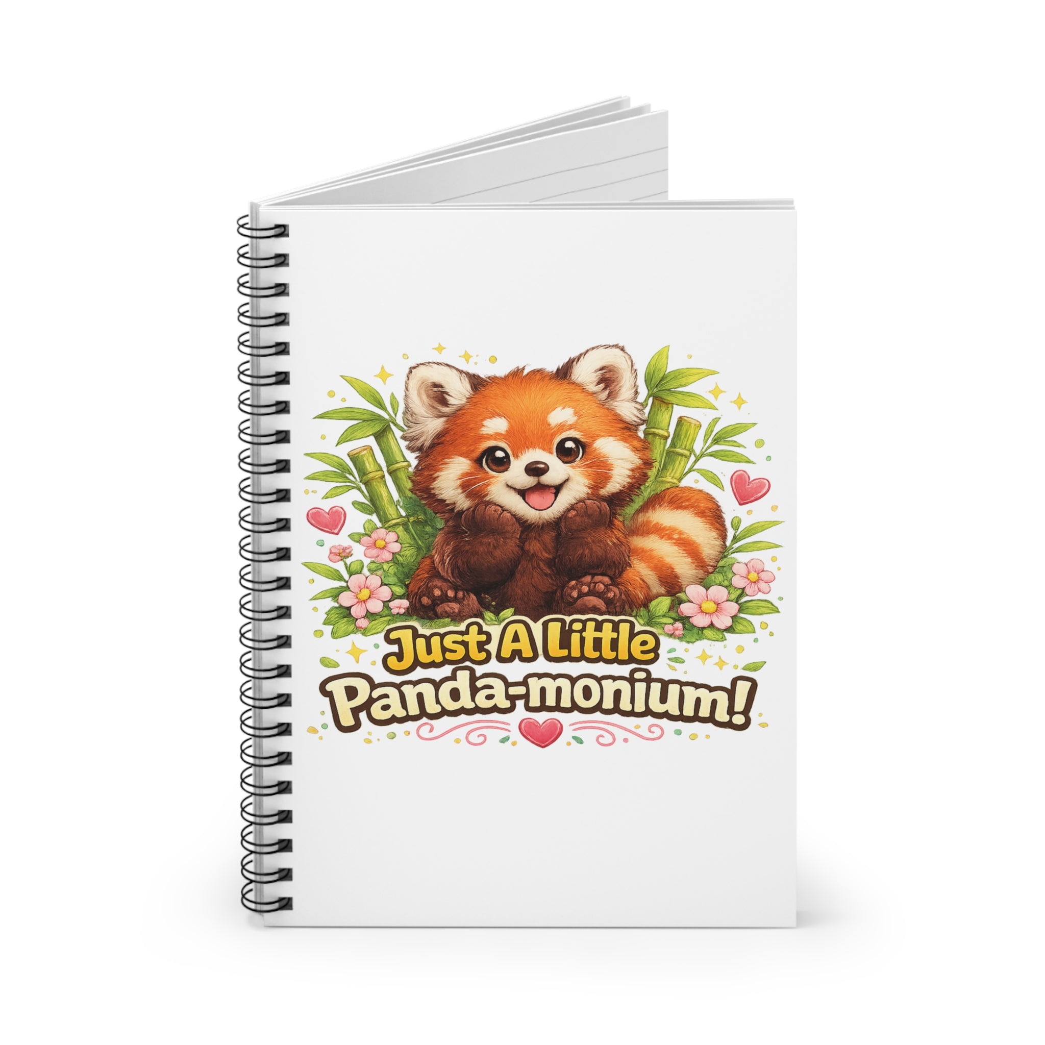 Cute Red Panda Illustration Just A Little Panda-monium Spiral Notebook | Ruled