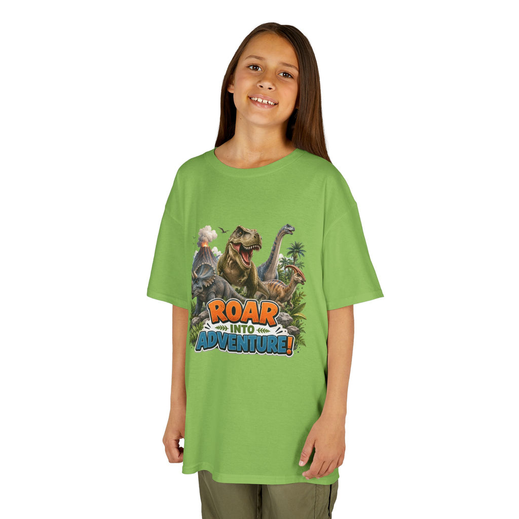 Kids Dinosaur Tee - "Roar Into Adventure" Graphic Shirt for Boys & Girls