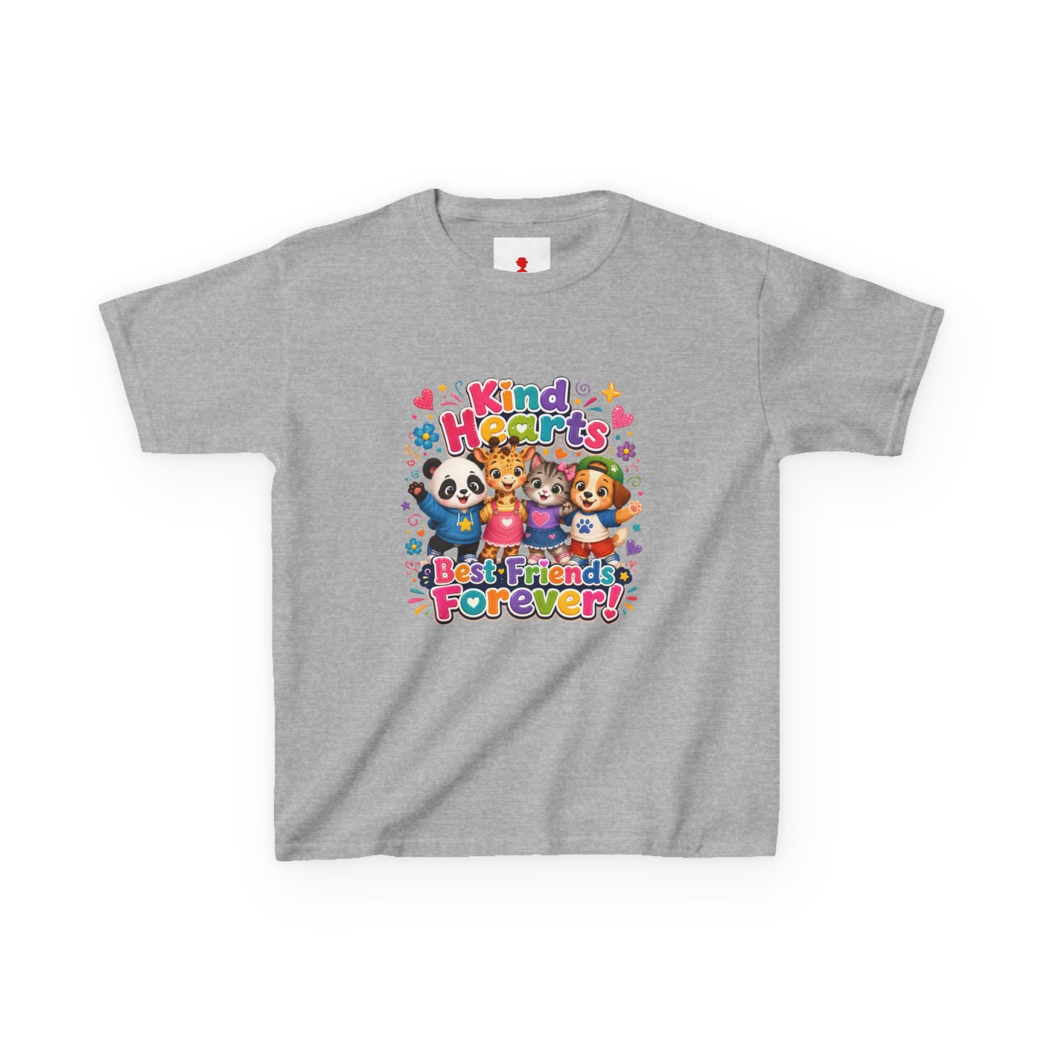 Kids Tee — "Kind Hearts Best Friends Forever" Colorful Cartoon Animals