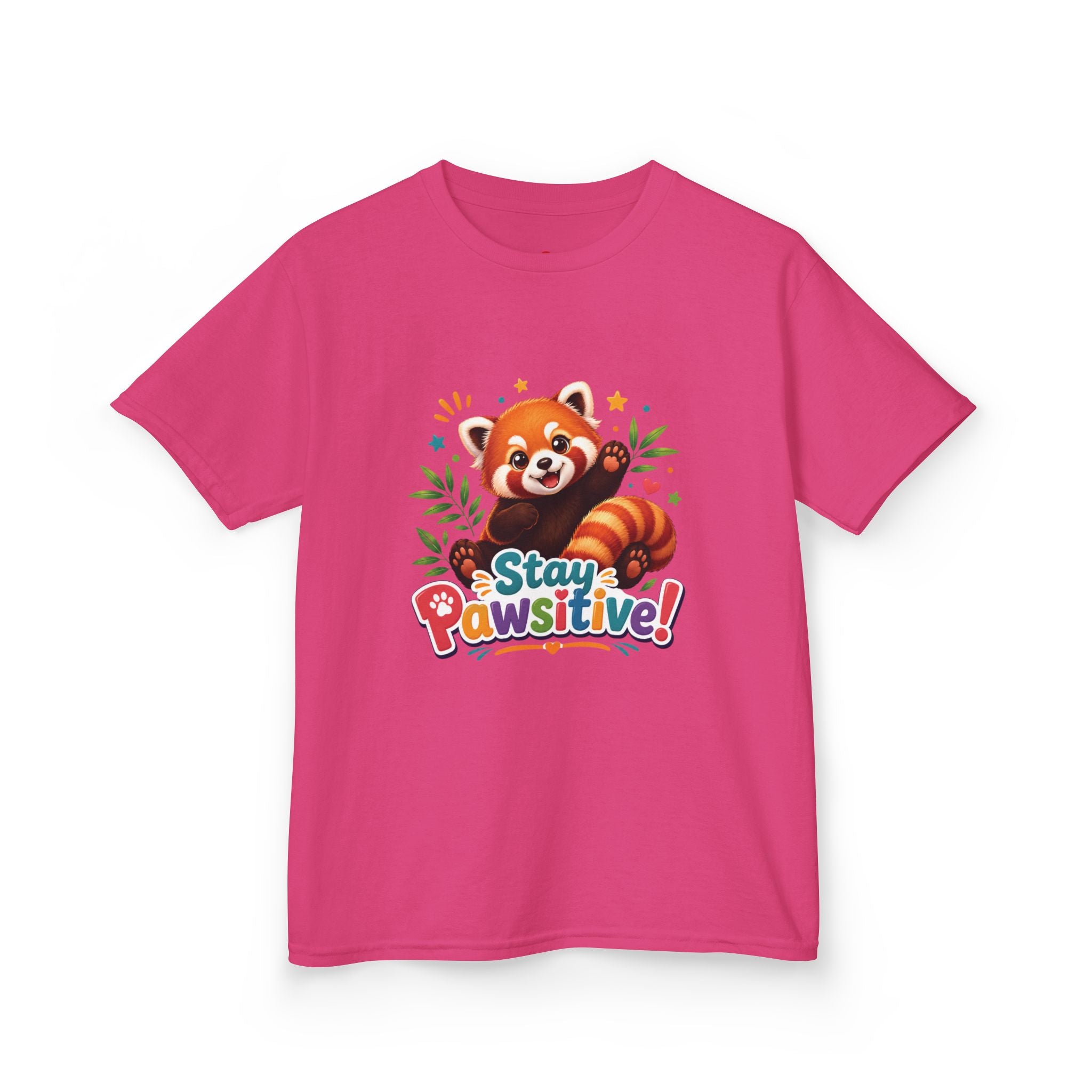 Stay Pawsitive Red Panda Kids Tee | Cute Animal Positive Message
