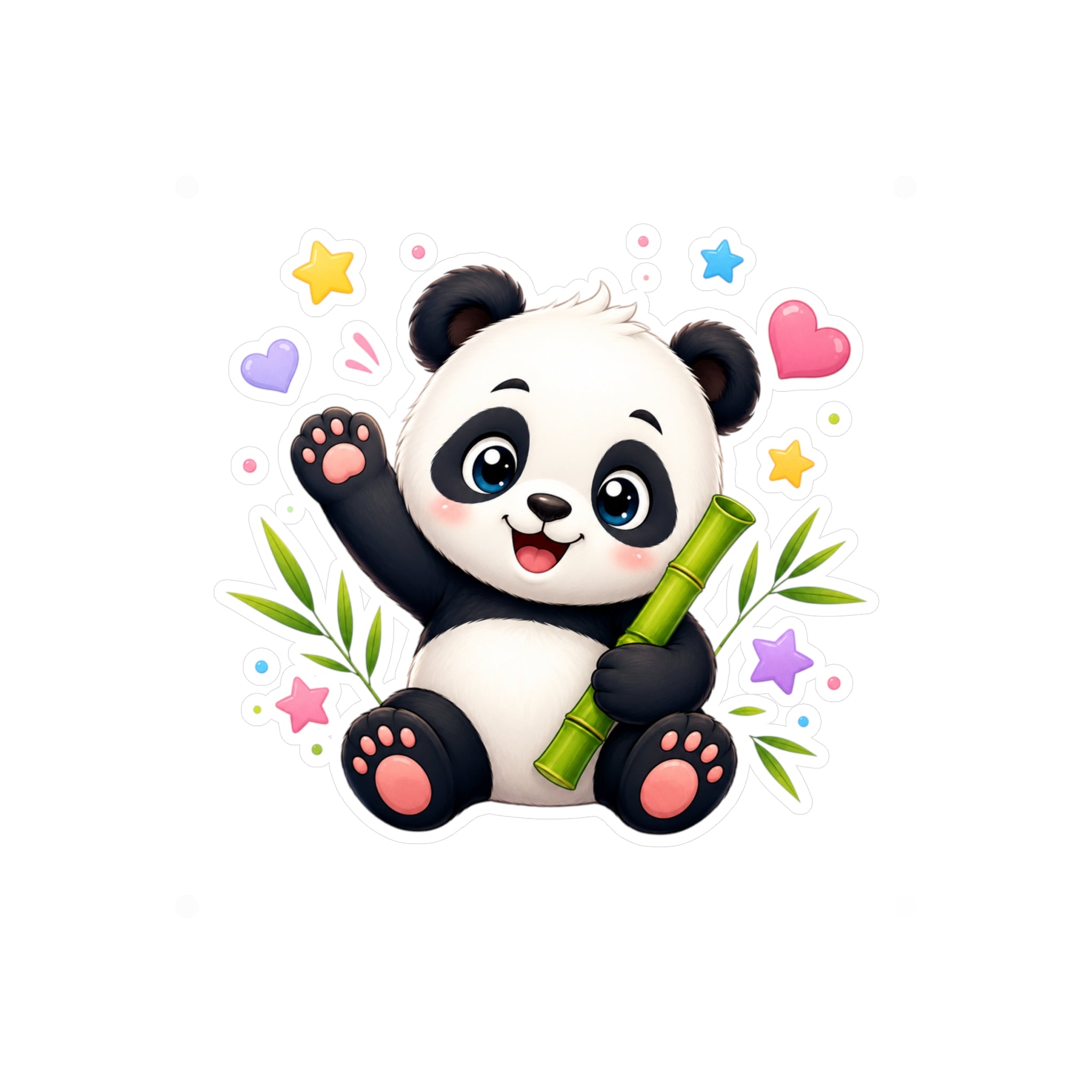 Cute Panda Kiss-Cut Vinyl Sticker — Adorable Bamboo Baby Decal for Laptops, Water Bottles & Kids' Rooms
