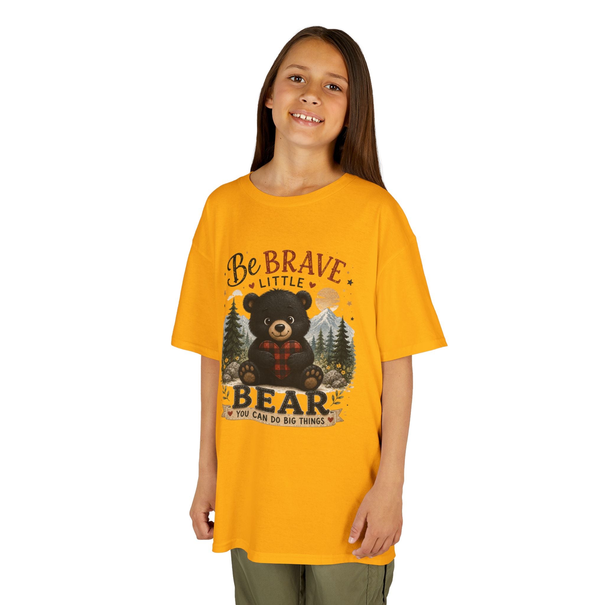 Kids T‑Shirt — "Be Brave Little Bear" Cute Woodland Bear Tee for Children, Inspirational Adventure Gift