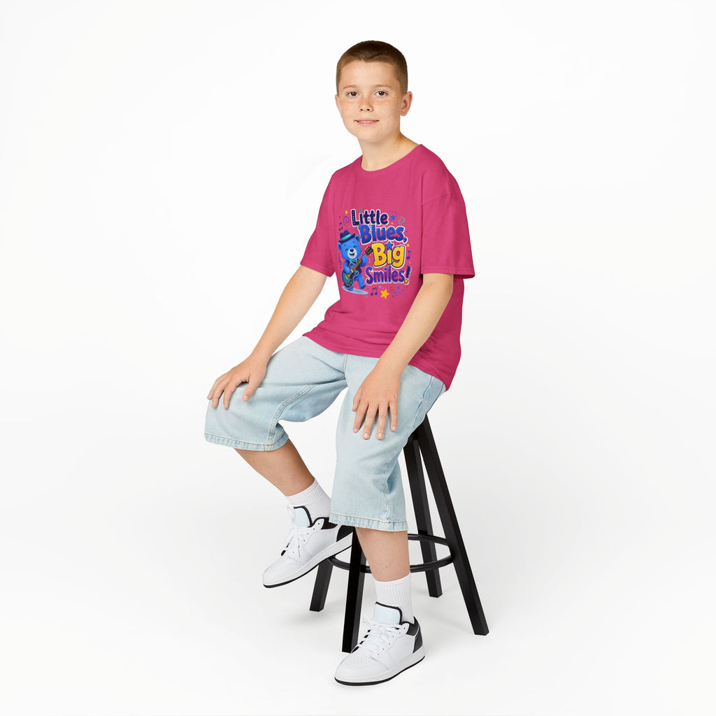 Kids Tee — "Little Blues, Big Smiles!" Guitar-Bear Graphic