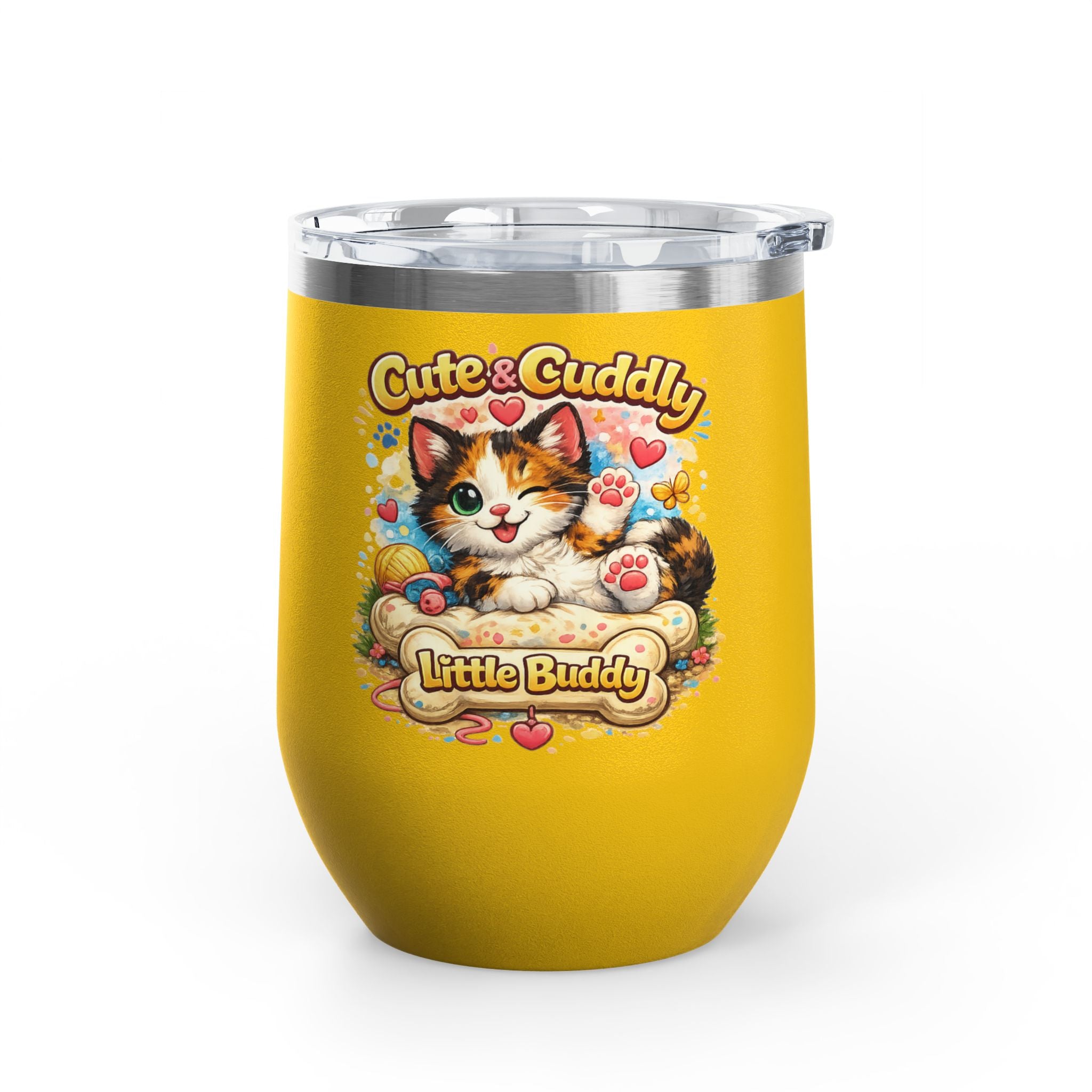 Cute & Cuddly Little Buddy Cat Tumbler — 12oz Insulated Stainless Steel