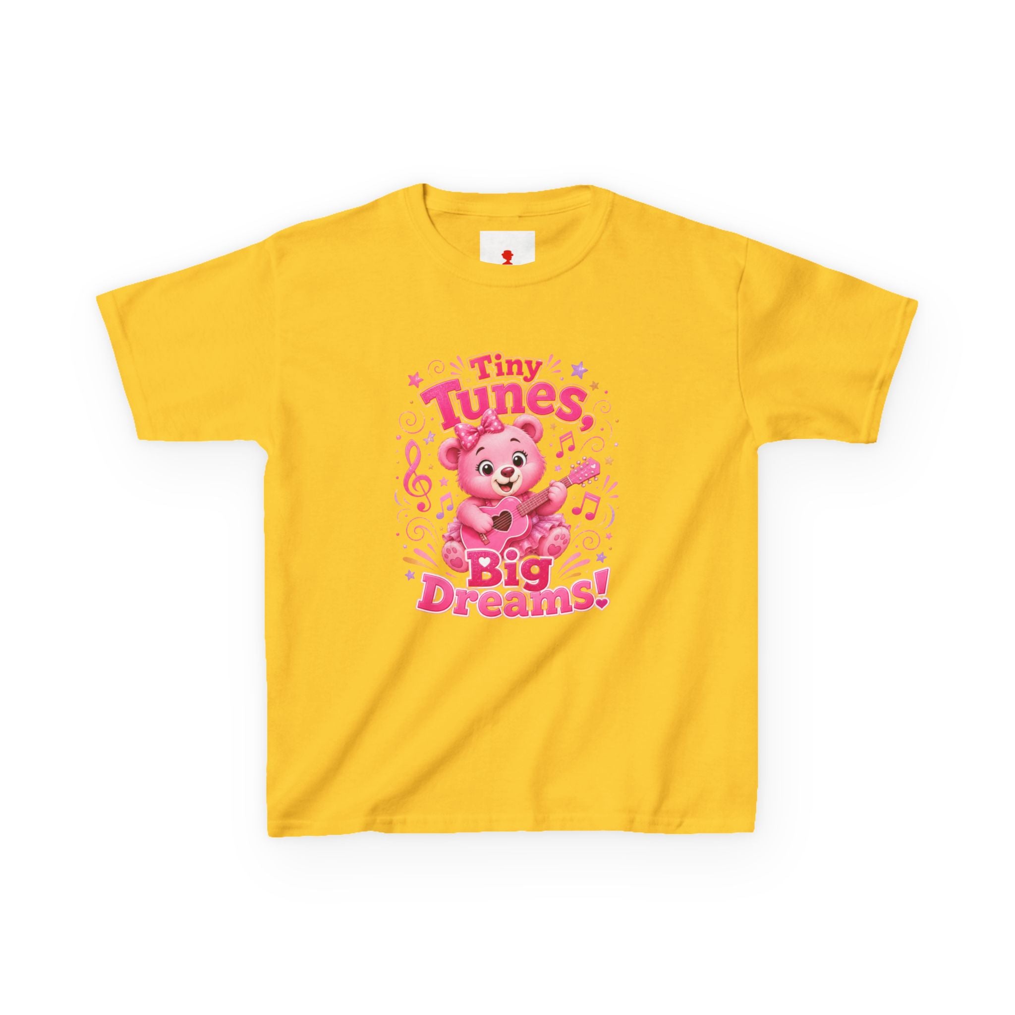Kids T-Shirt — "Tiny Tunes, Big Dreams" Cute Pink Bear Music Tee