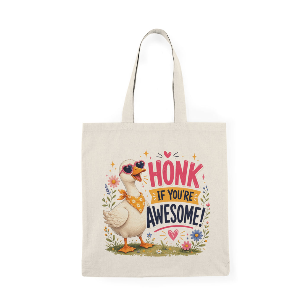 Honk If You're Awesome Tote Bag — Cute Duck Graphic Canvas Grocery & Gift Tote