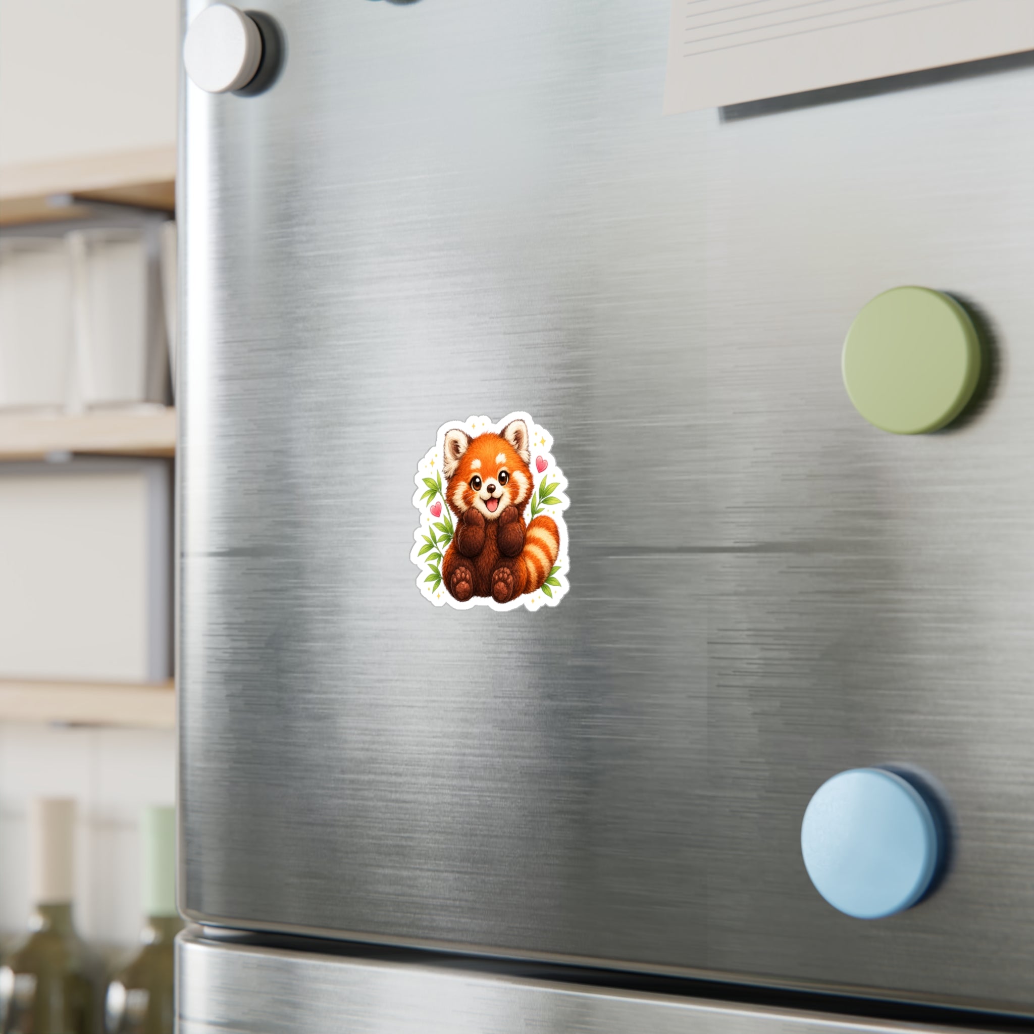 Red Panda Kiss-Cut Vinyl Sticker — Cute Cartoon Animal Decal for Laptops, Water Bottles & Windows