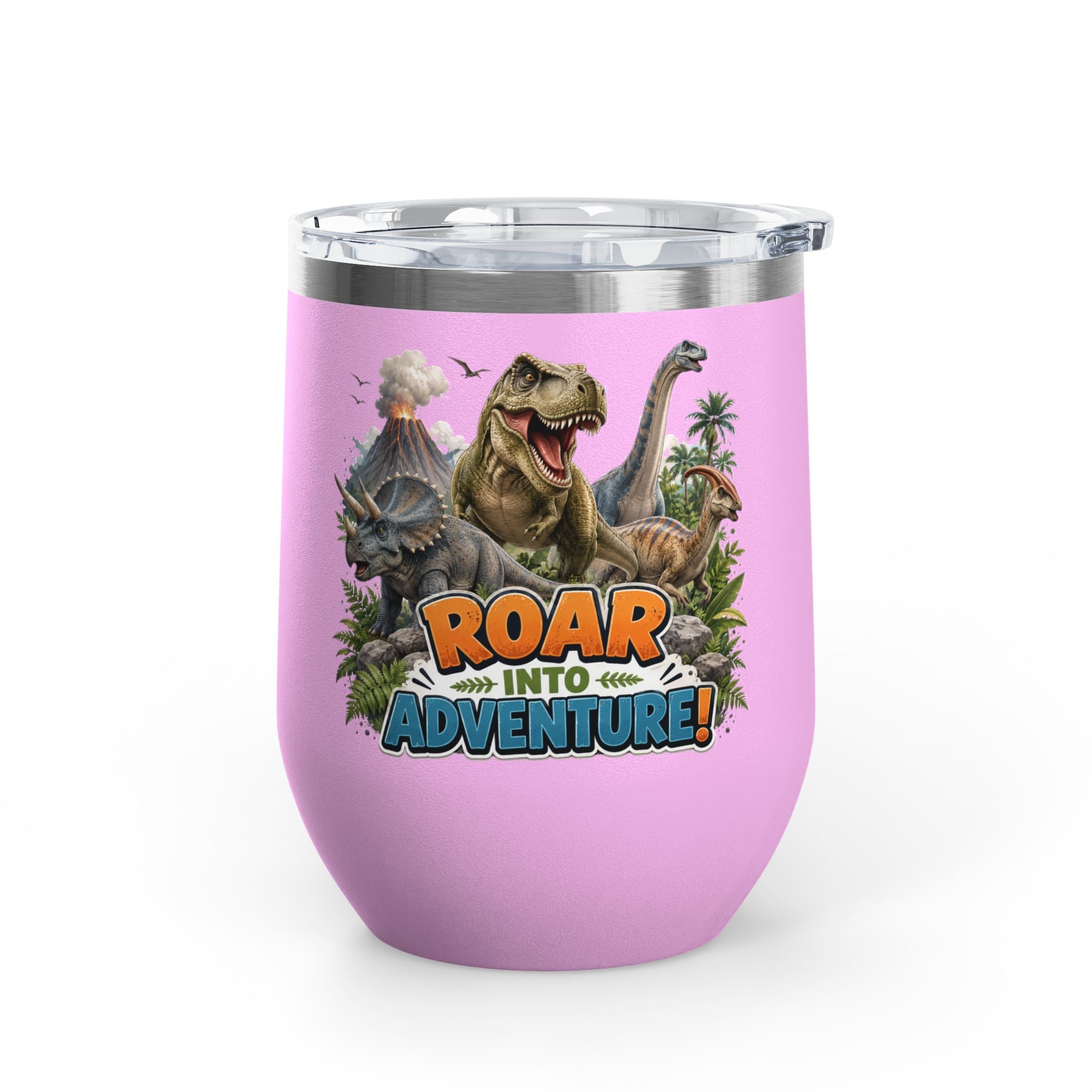 Roar Into Adventure! Dinosaur Tumbler – 12oz Stainless Steel Travel Cup