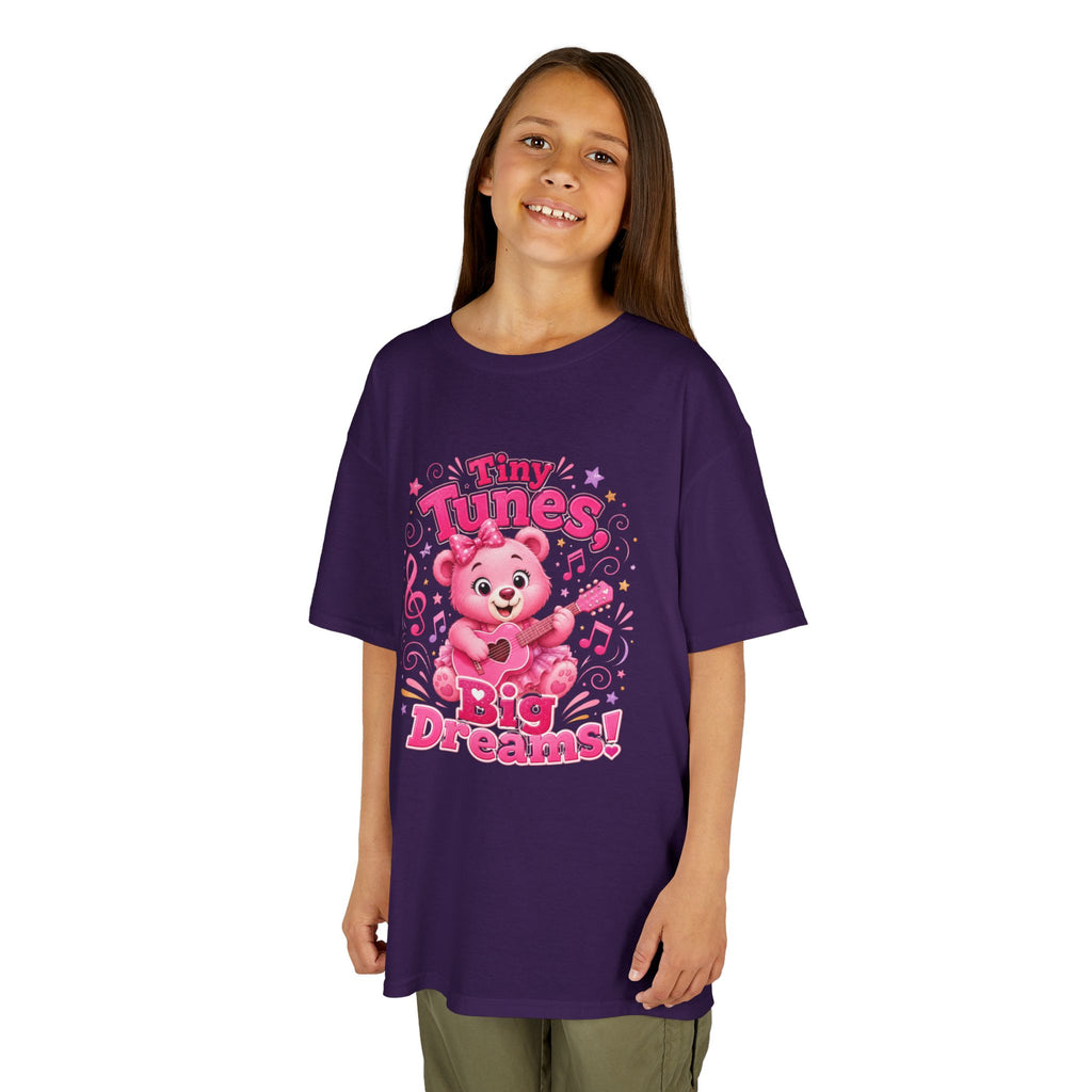 Kids T-Shirt — "Tiny Tunes, Big Dreams" Cute Pink Bear Music Tee