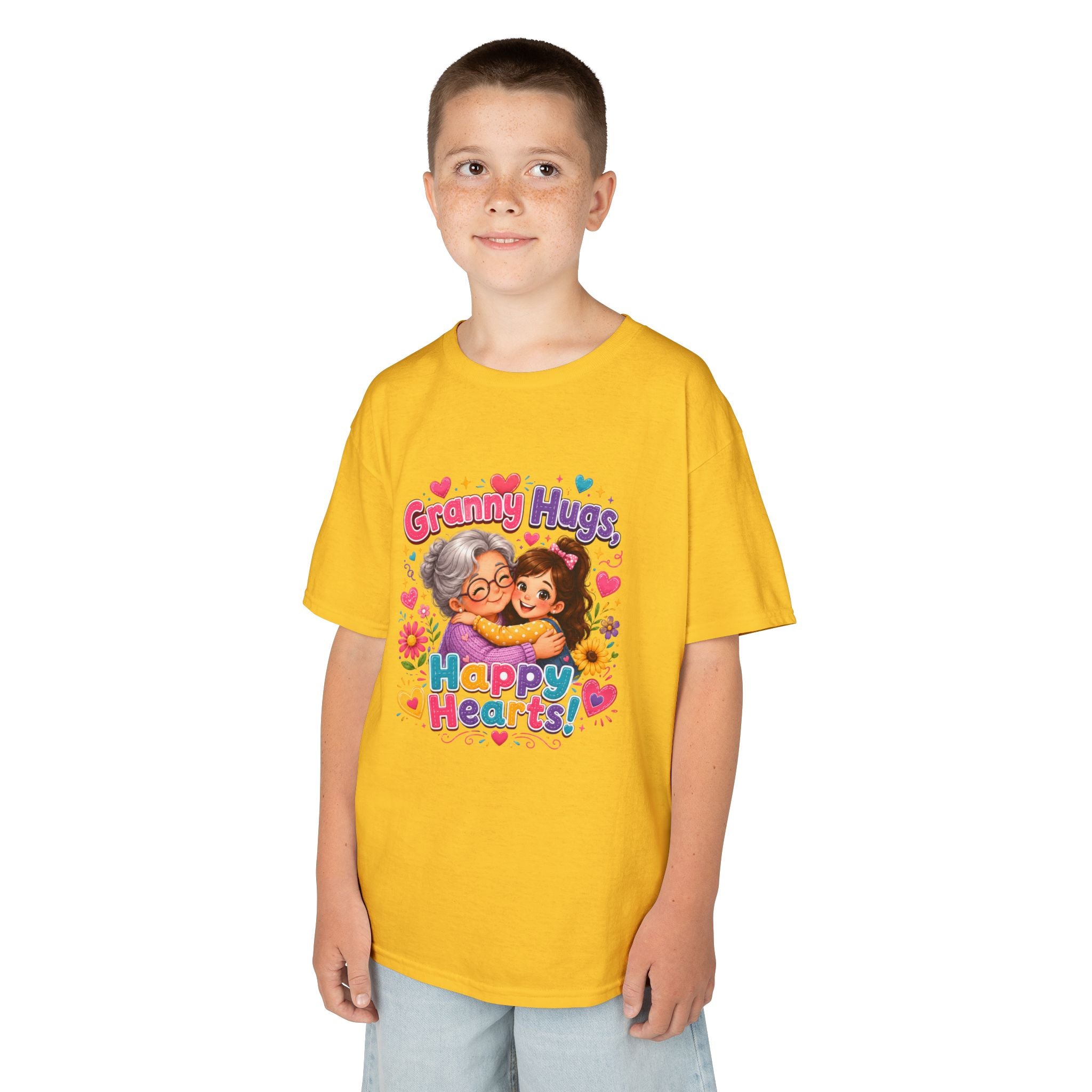 Granny Hugs Happy Hearts Tee | Grandma Grandchild Cute Illustration