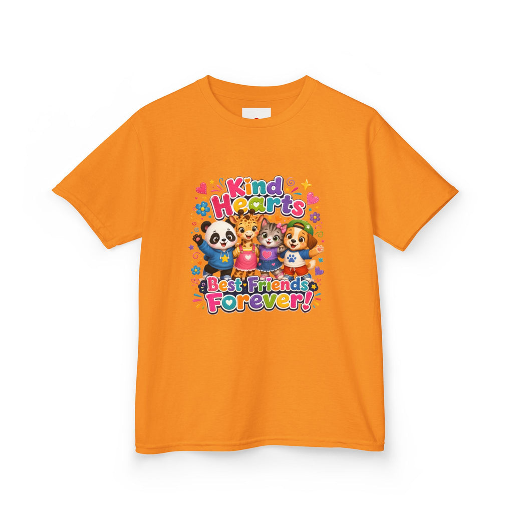 Kids Tee — "Kind Hearts Best Friends Forever" Colorful Cartoon Animals