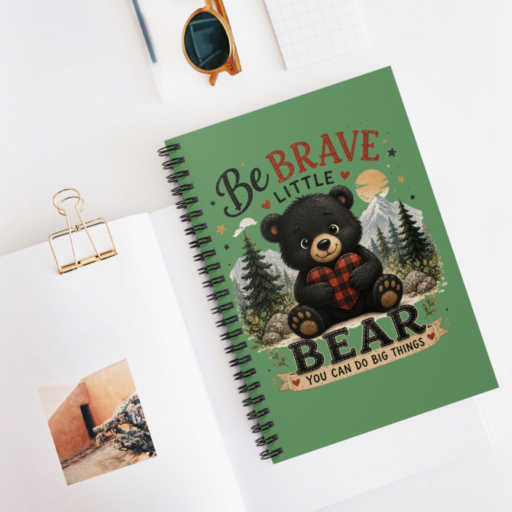Be Brave Little Bear Spiral Notebook — Cute Inspirational Ruled Journal for Kids