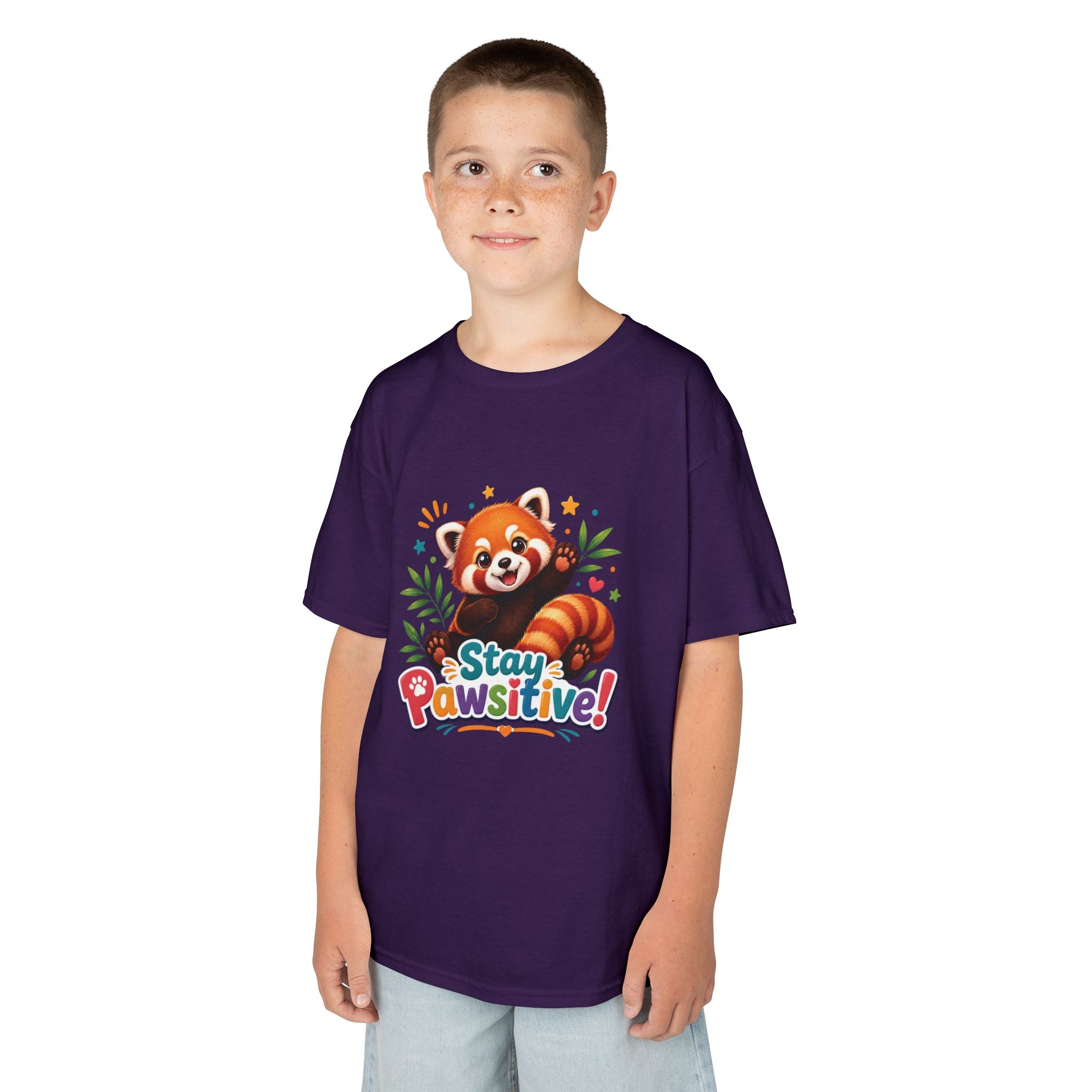 Stay Pawsitive Red Panda Kids Tee | Cute Animal Positive Message