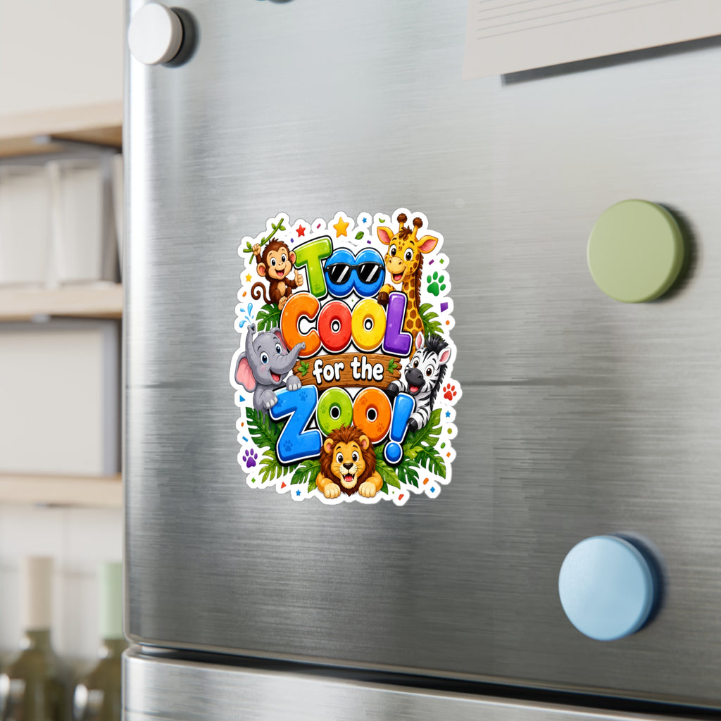 Too Cool for the Zoo! Kids Animal Vinyl Sticker — Kiss-Cut Decal